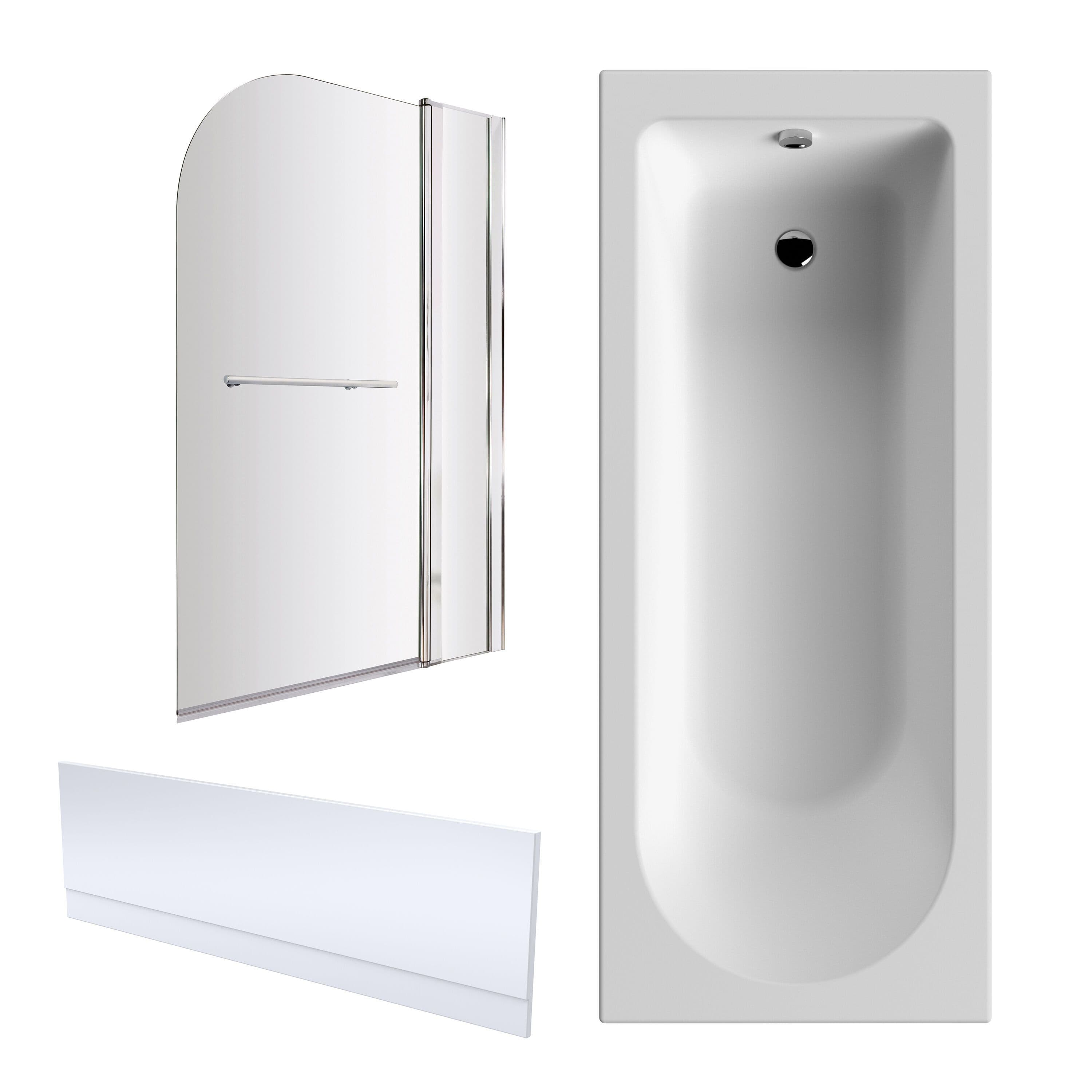 Bath Suite 1700x700mm Round Bath Front Panel Screen Fixed Panel Rail