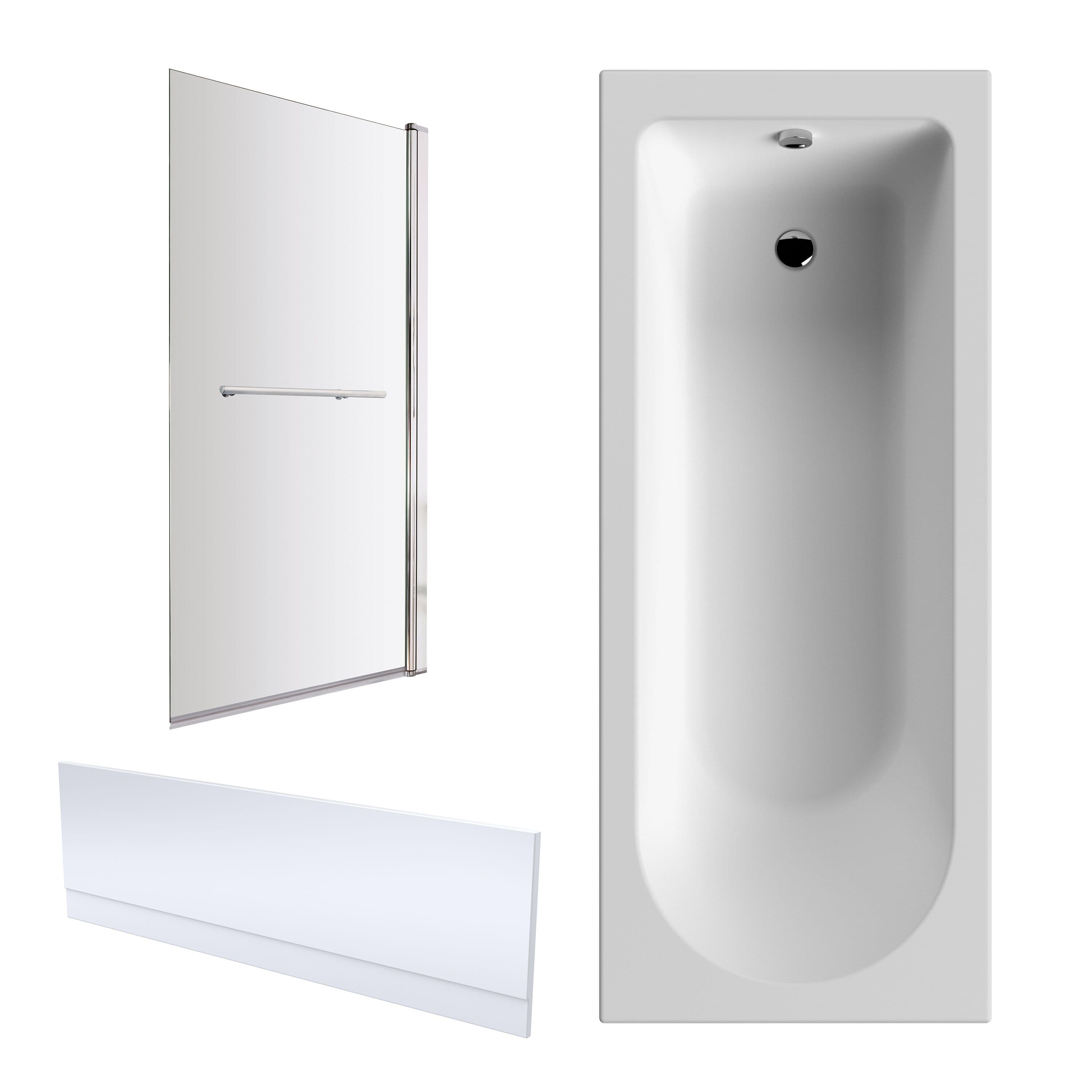 1700x750mm Round Bath Front Panel Screen Rail Chrome