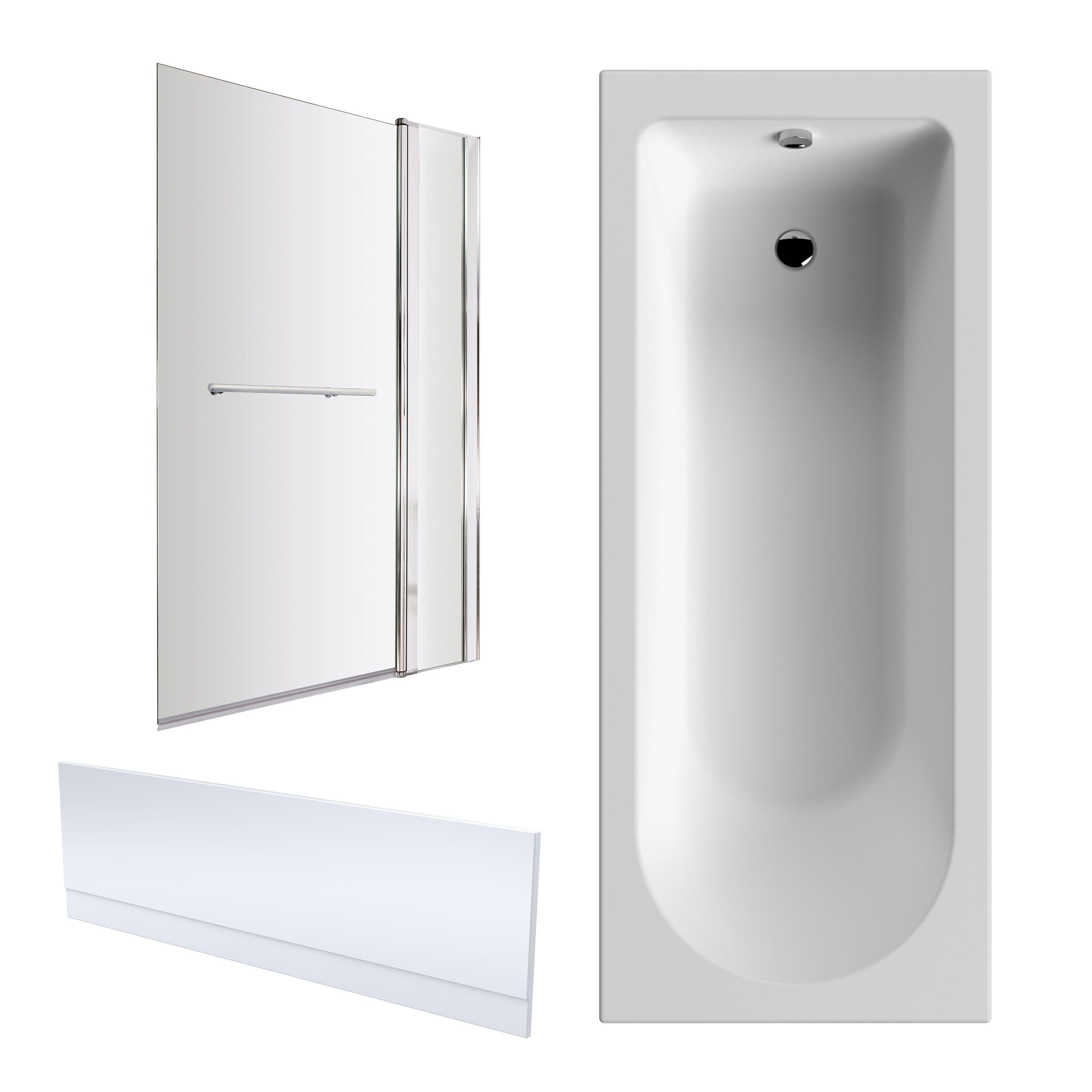 Bath Suite 1700x750mm Round Bath Front Panel Screen Fixed Panel Rail