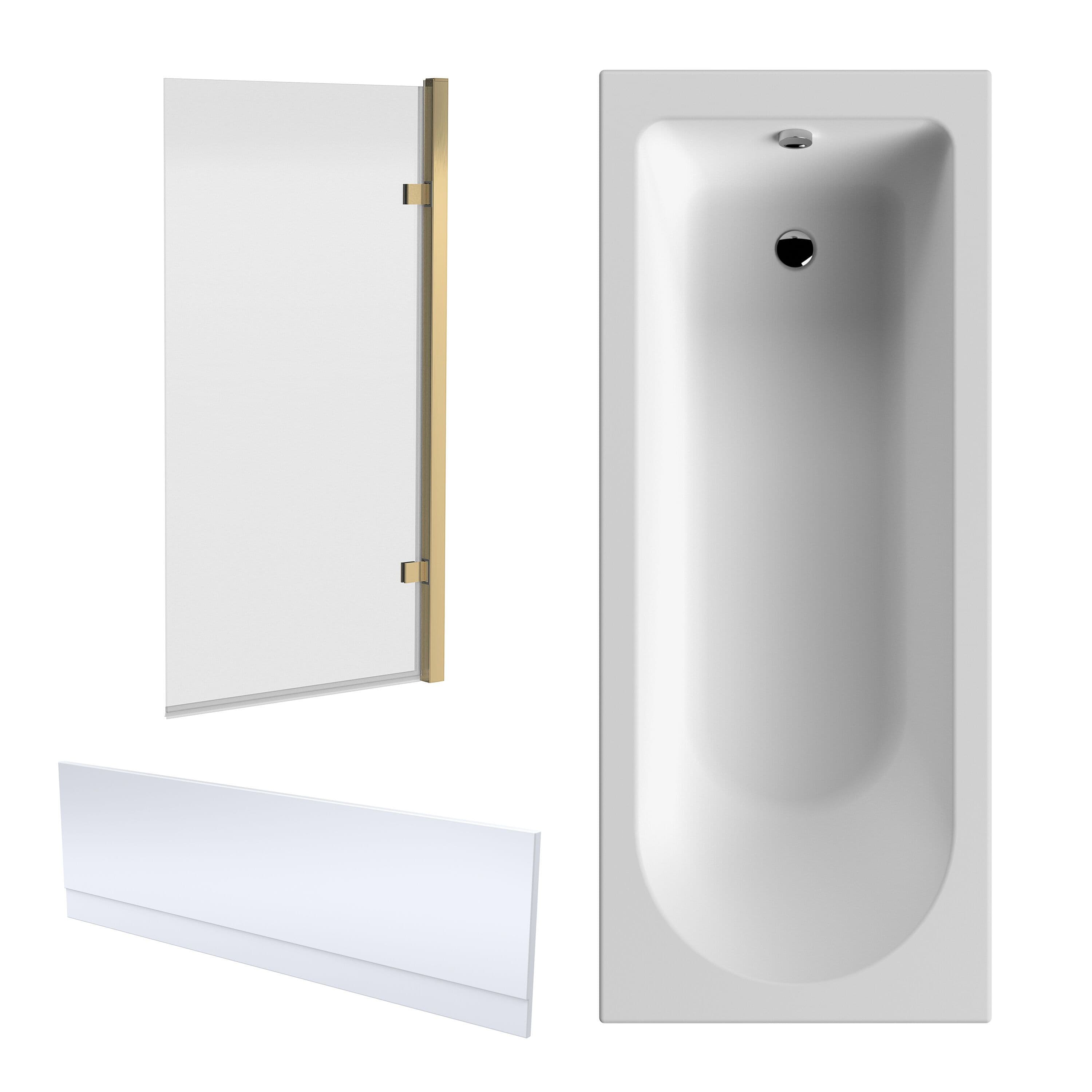Round Bathtub Front Panel Bath Screen Brushed Brass