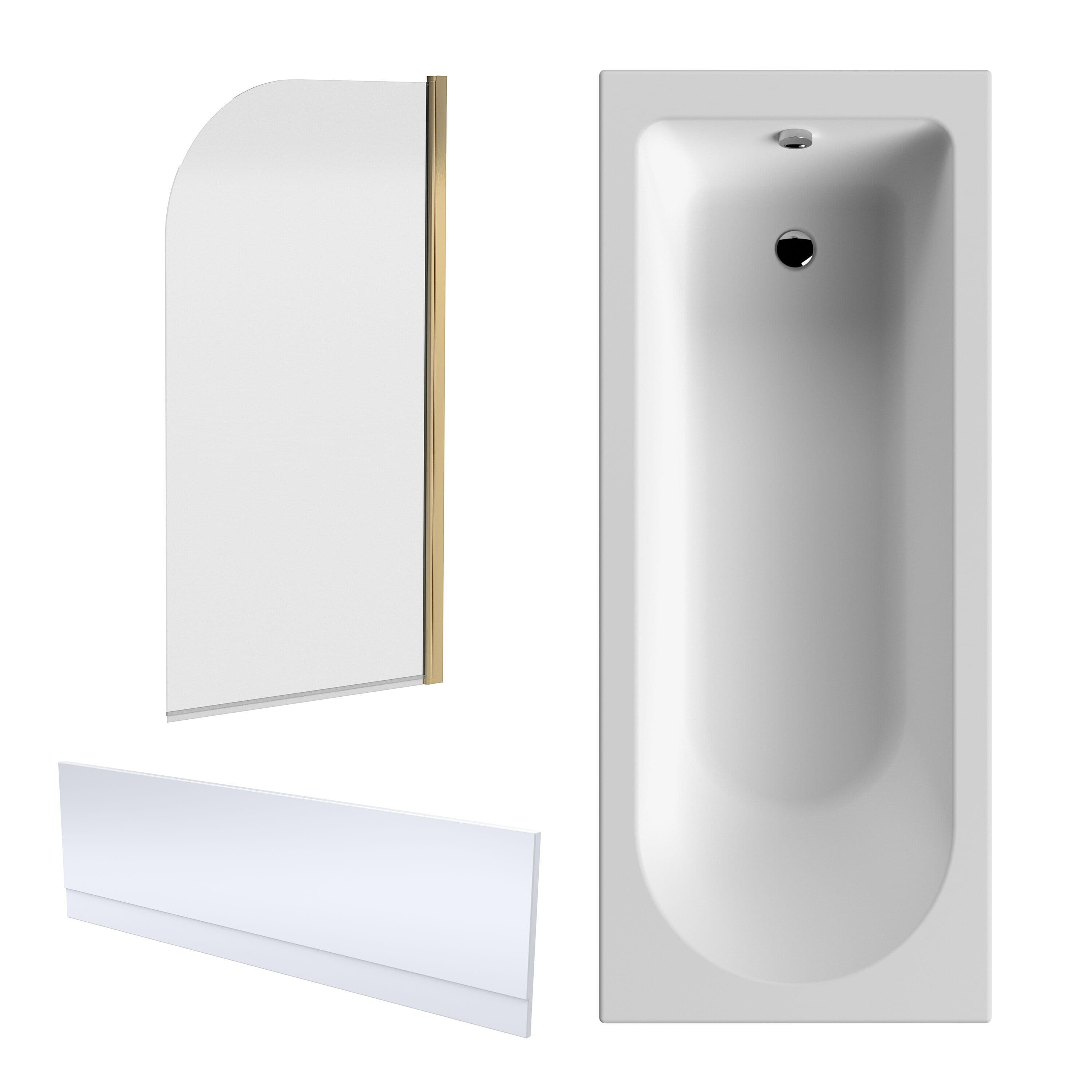 Round Bathtub Front Panel Bath Screen Brushed Brass