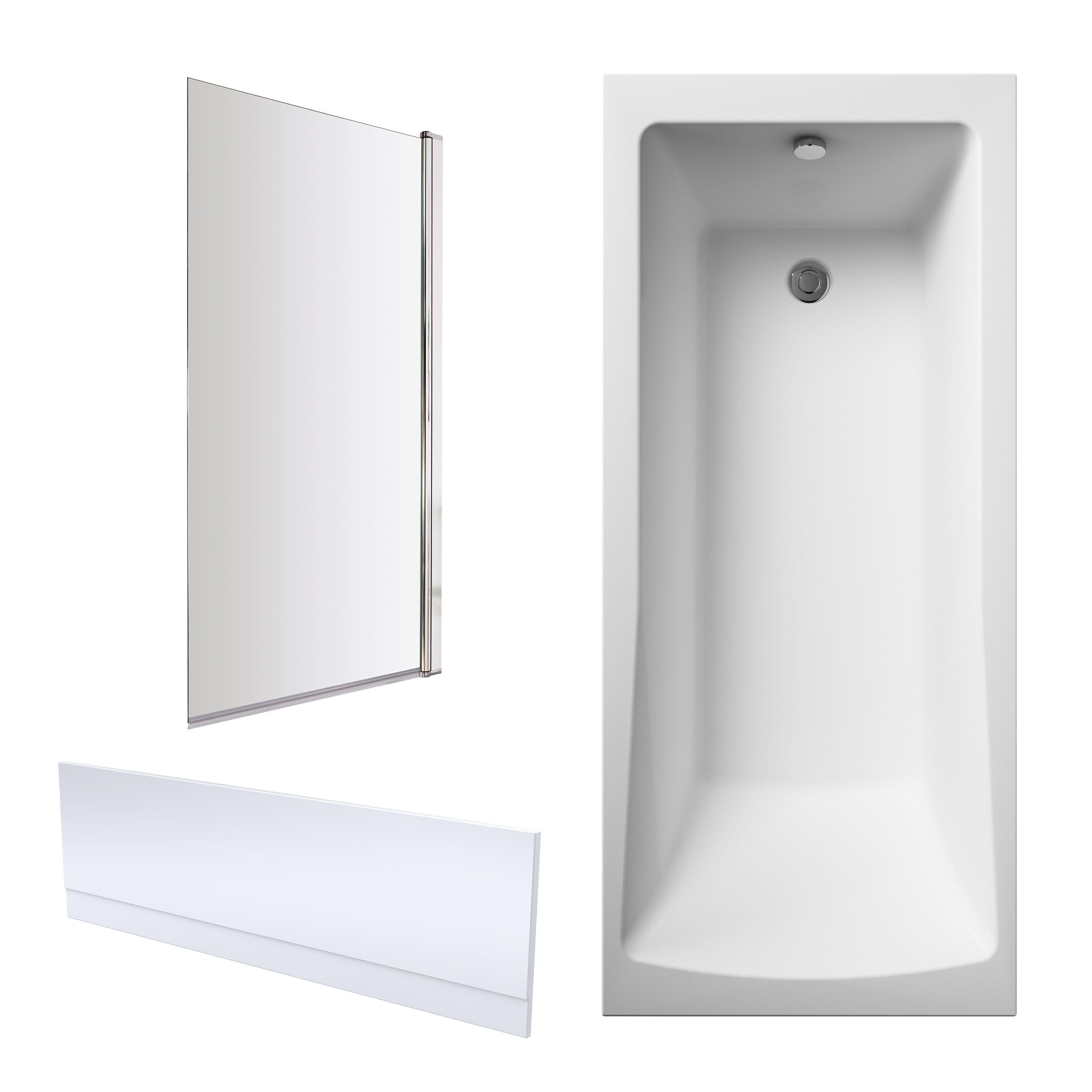 Square Single End Bath Tub Front Panel Screen Chrome