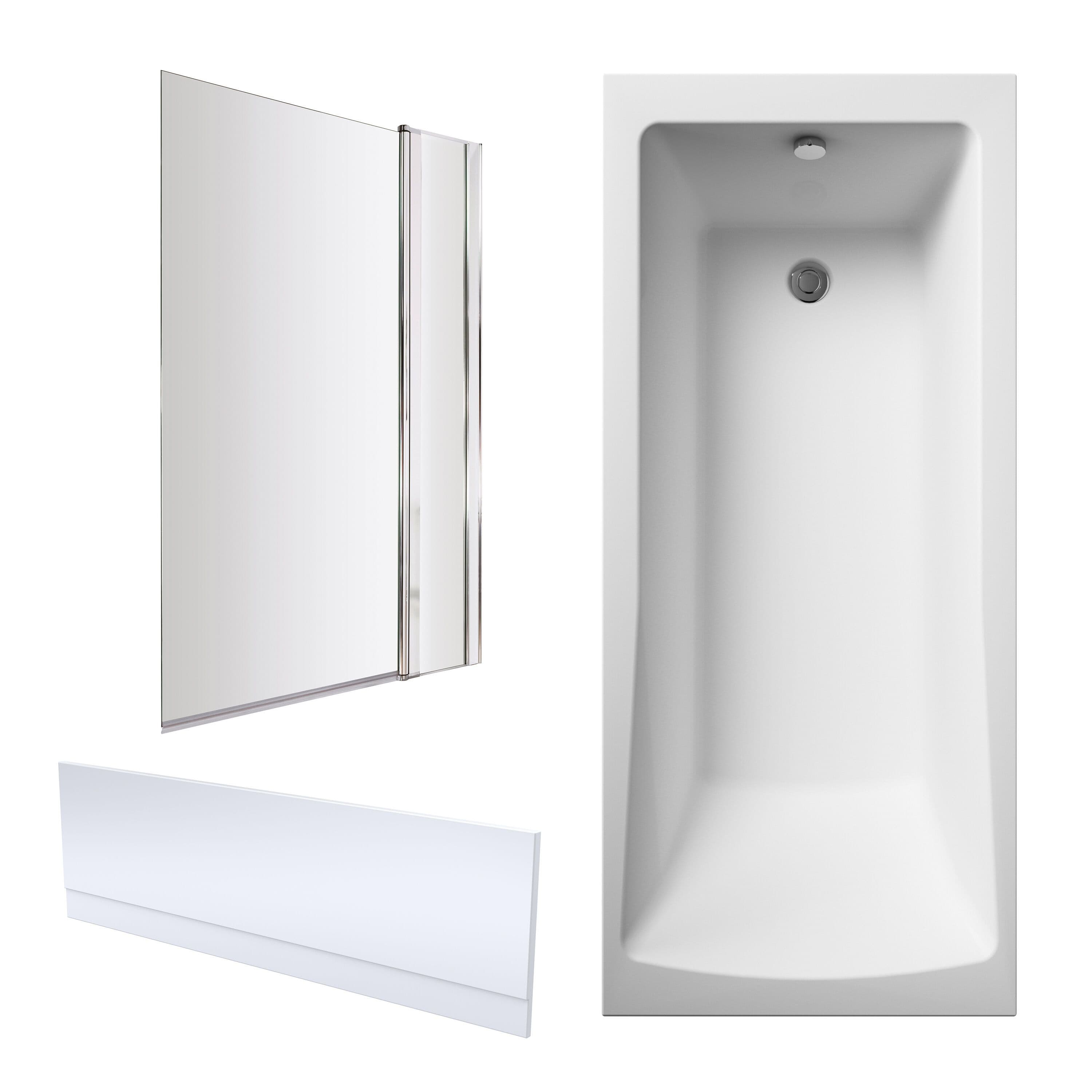 Square Bathtub Front Panel Bath Screen Fixed Panel Chrome