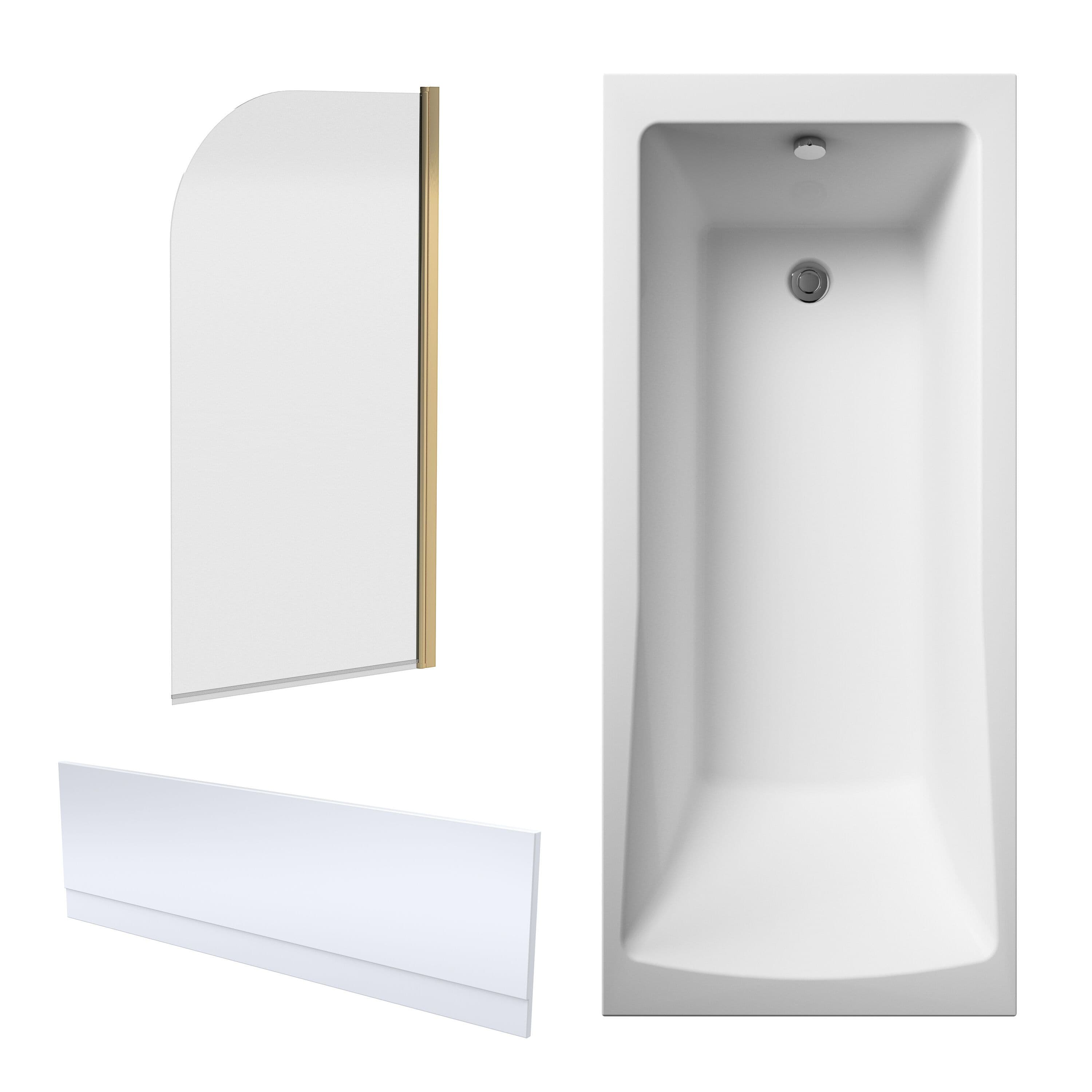 1700x700mm Square Bath Front Panel Round Screen Chrome