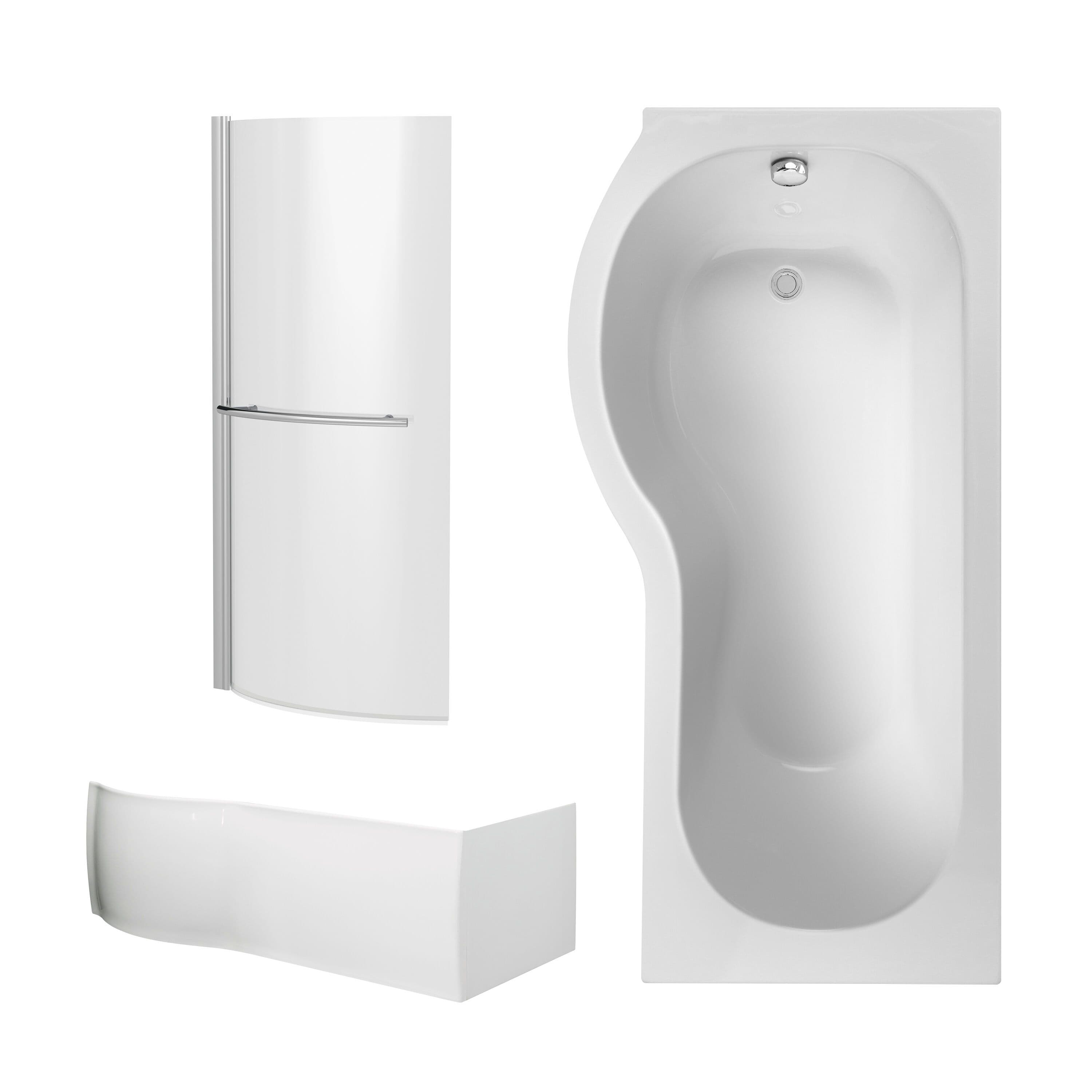 P Shape Bathtub Front Panel Screen Rail Chrome Profile