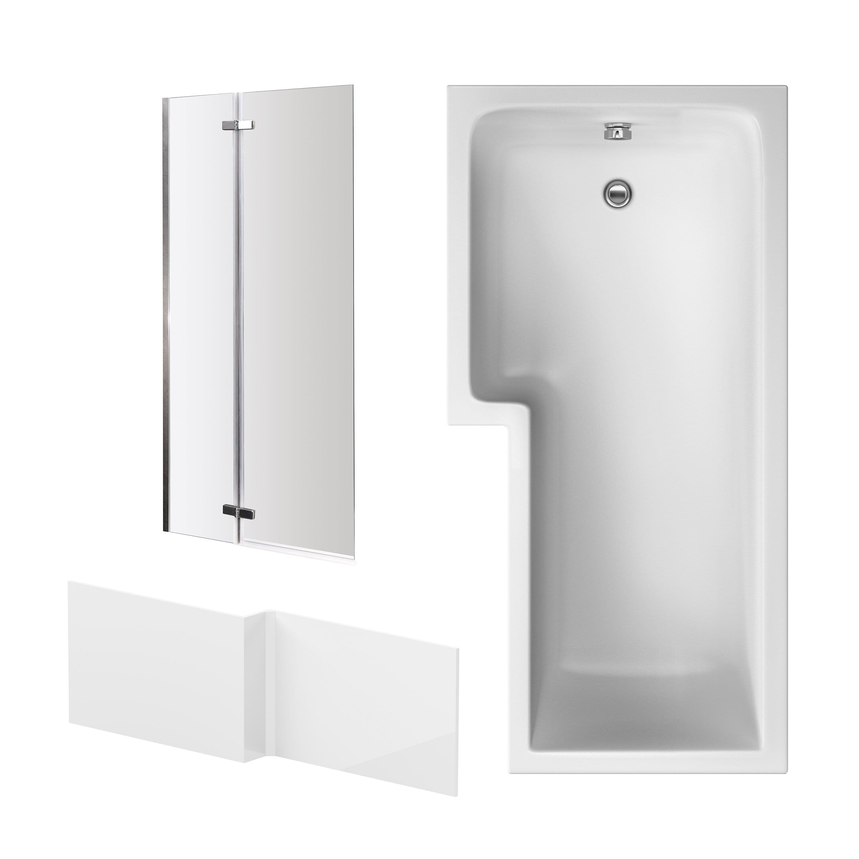 L Shape Bathtub Front Panel Bath Screen Chrome Profile
