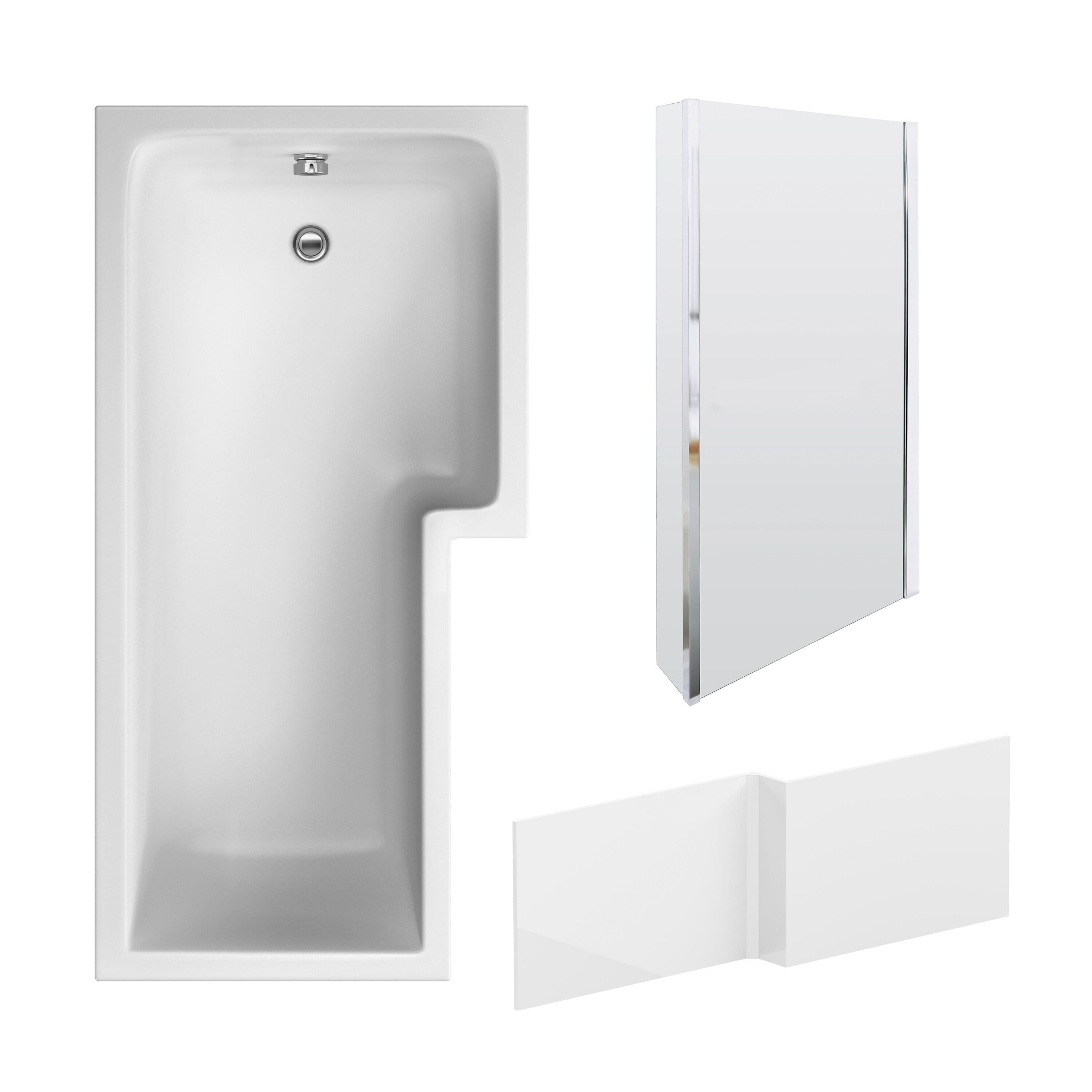 L Shape Bathtub Front Panel Bath Screen Chrome
