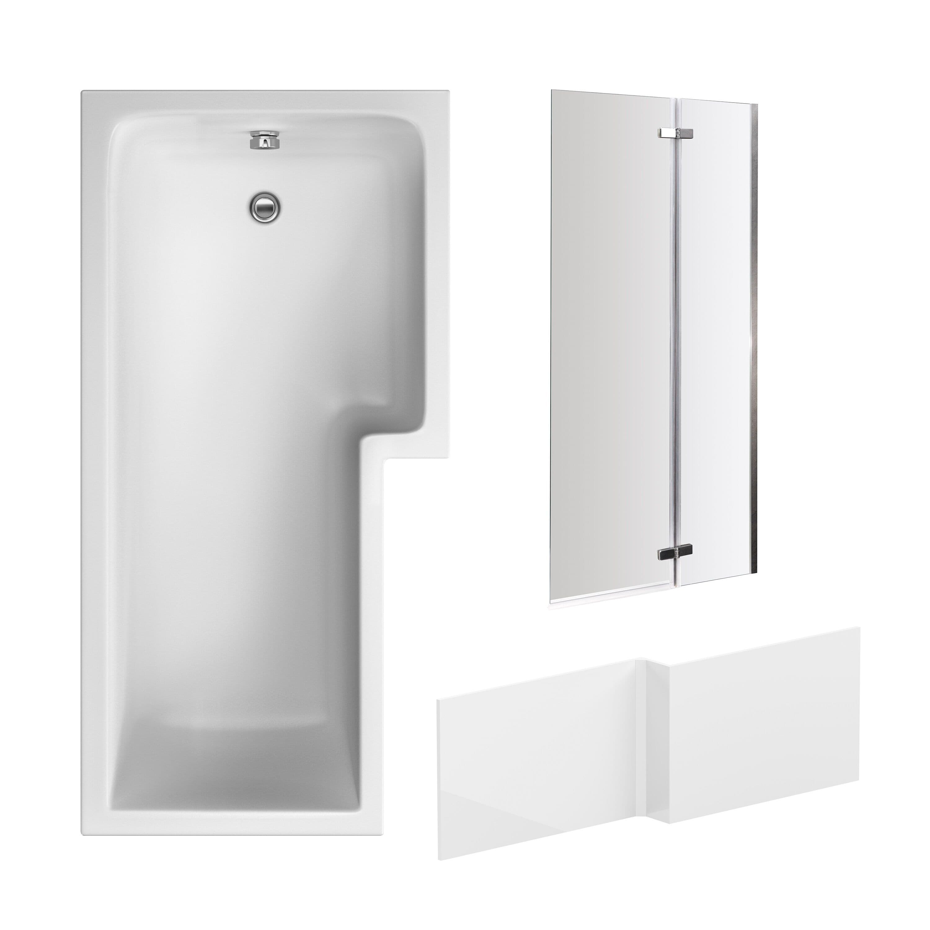 L Shape Bathtub Front Panel Bath Screen Chrome Profile