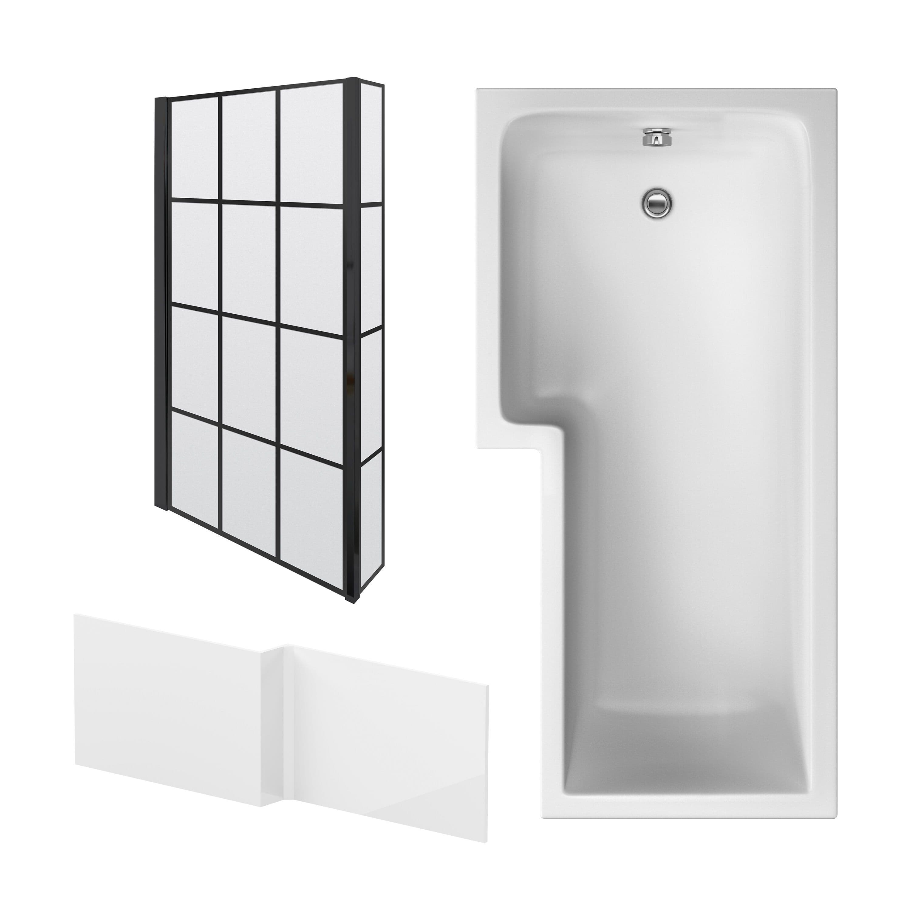 L Shape Bathtub Front Panel Hinged Screen Profile