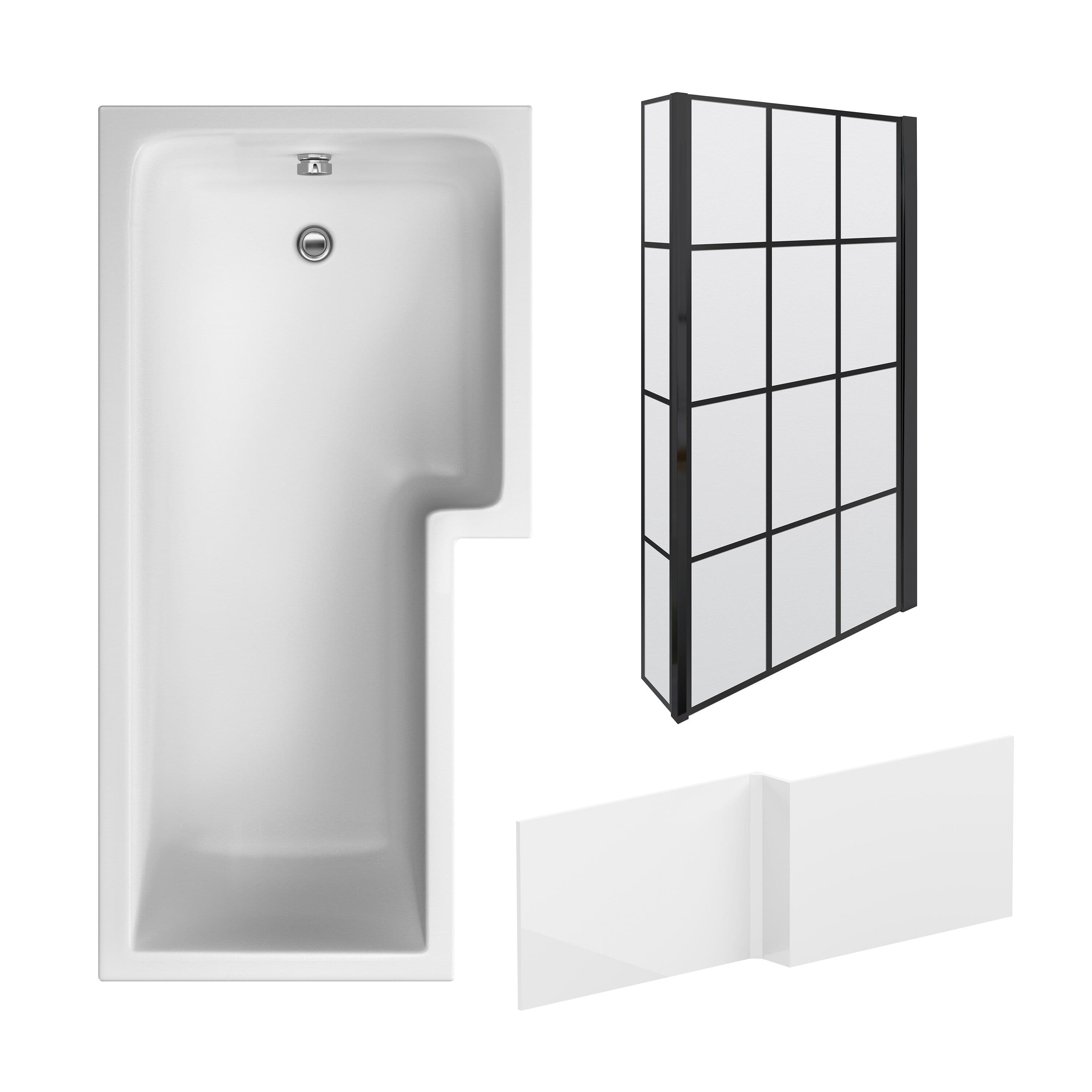 L Shape Bathtub Front Panel Hinged Screen Profile