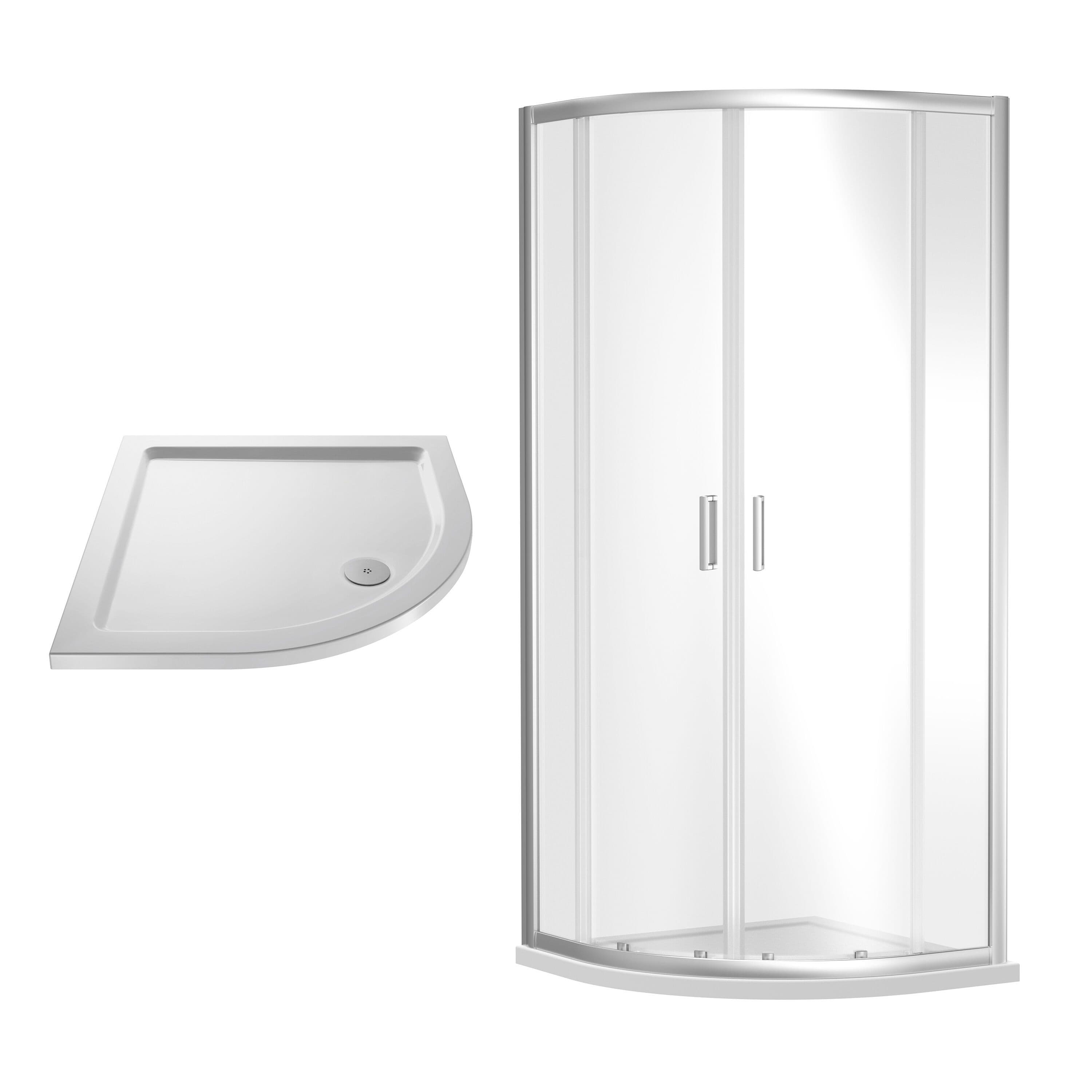 Shower Quadrant Enclosure Slimline Tray Chrome 900mm