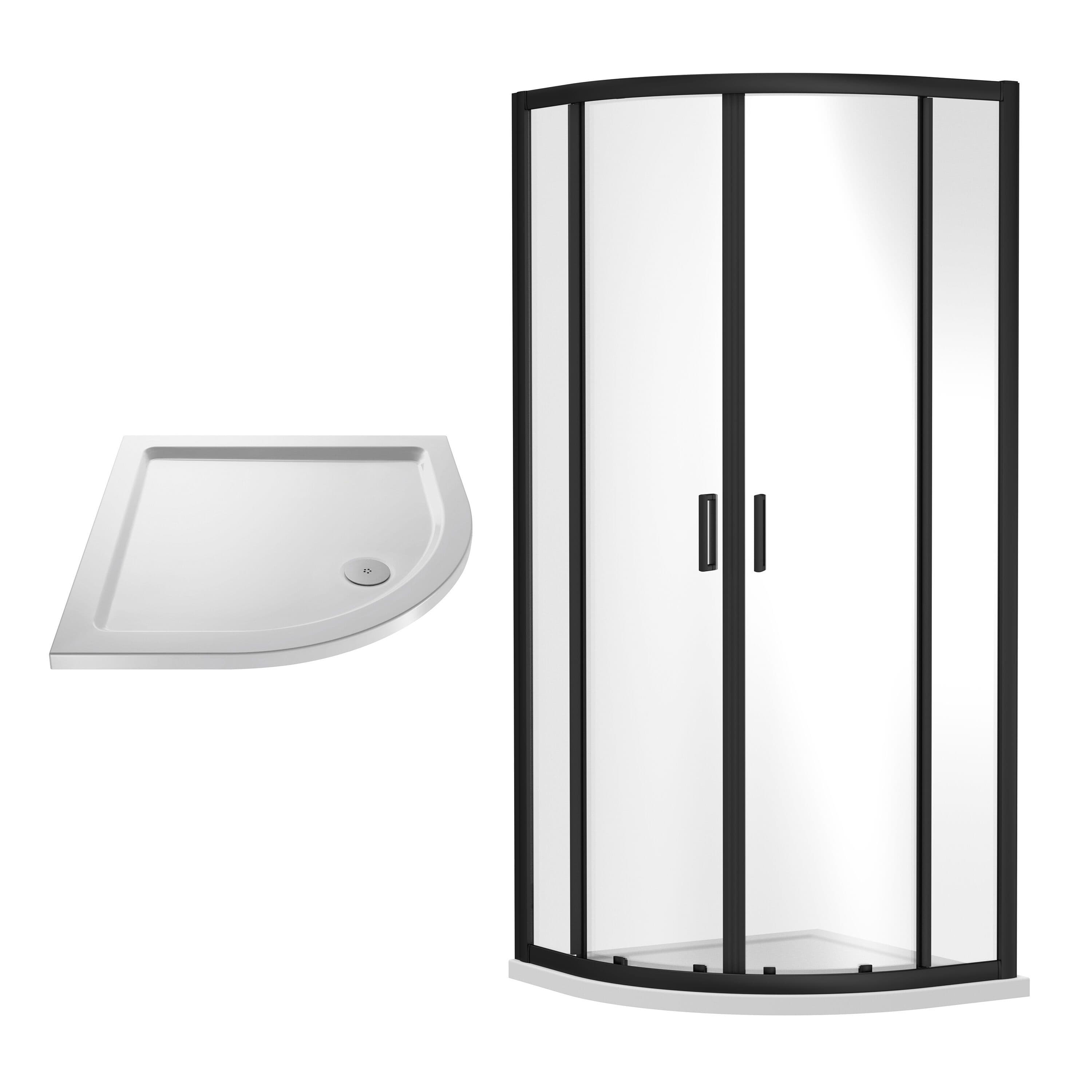 Shower Quadrant Enclosure Slimline Tray White 900mm
