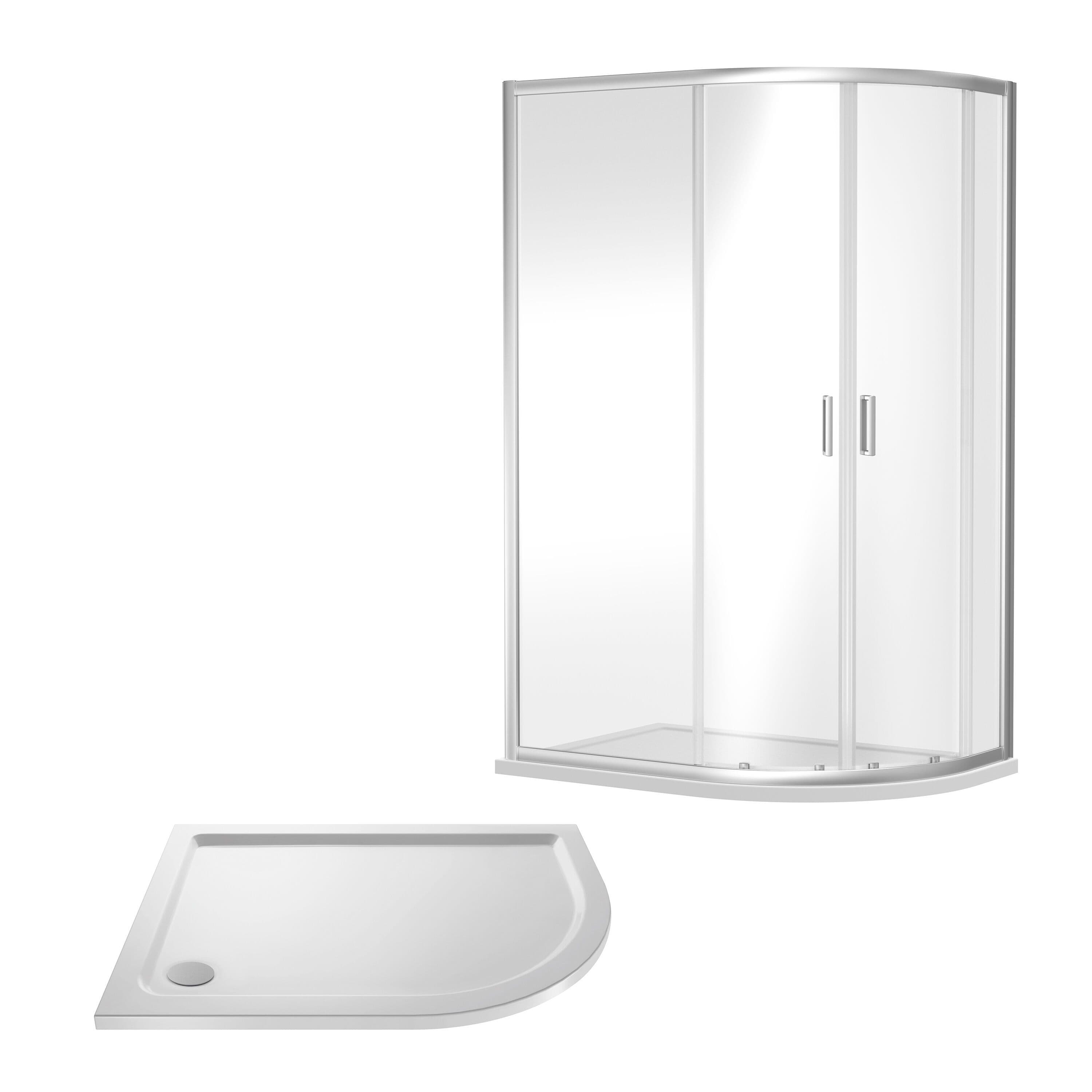 Offset Right Hand Quadrant Slimline Tray Chrome 1200x 800mm