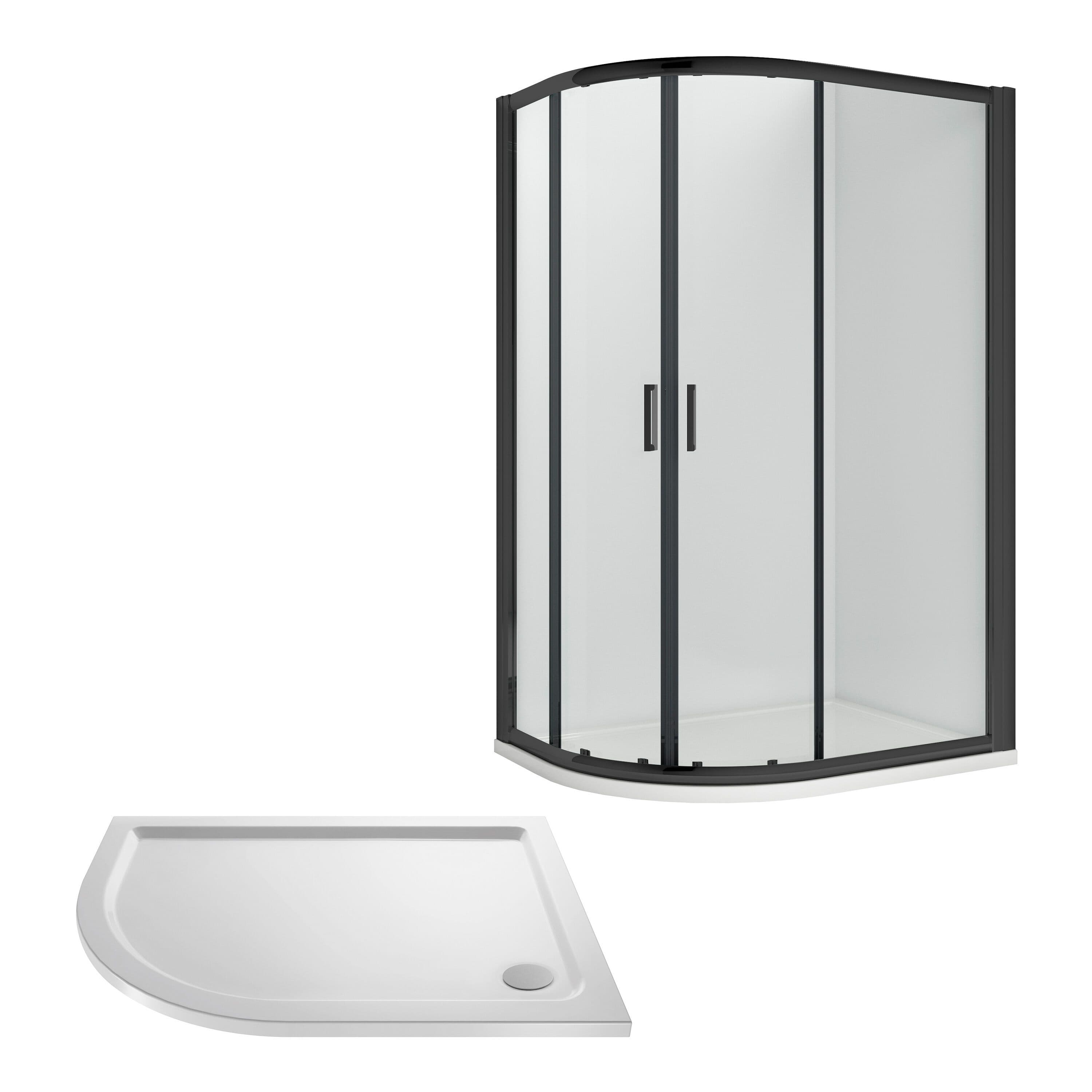 Offset Left Hand Quadrant Slimline Tray White 1200x 800mm