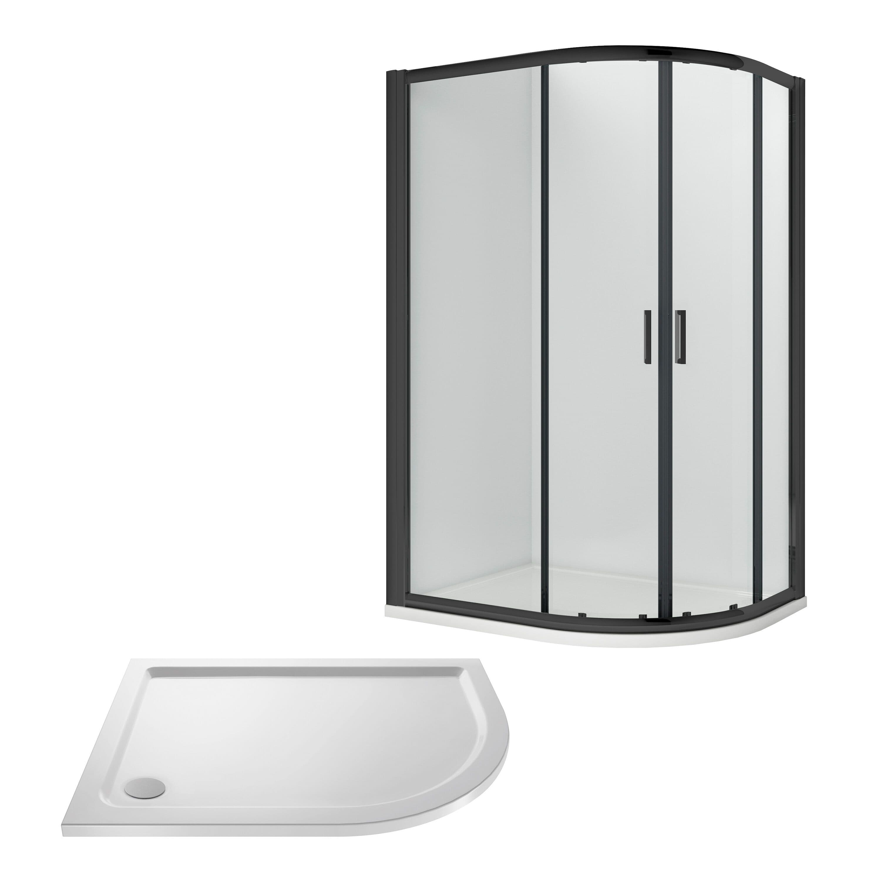 Offset Right Hand Quadrant Slimline Tray White 1200x 800mm