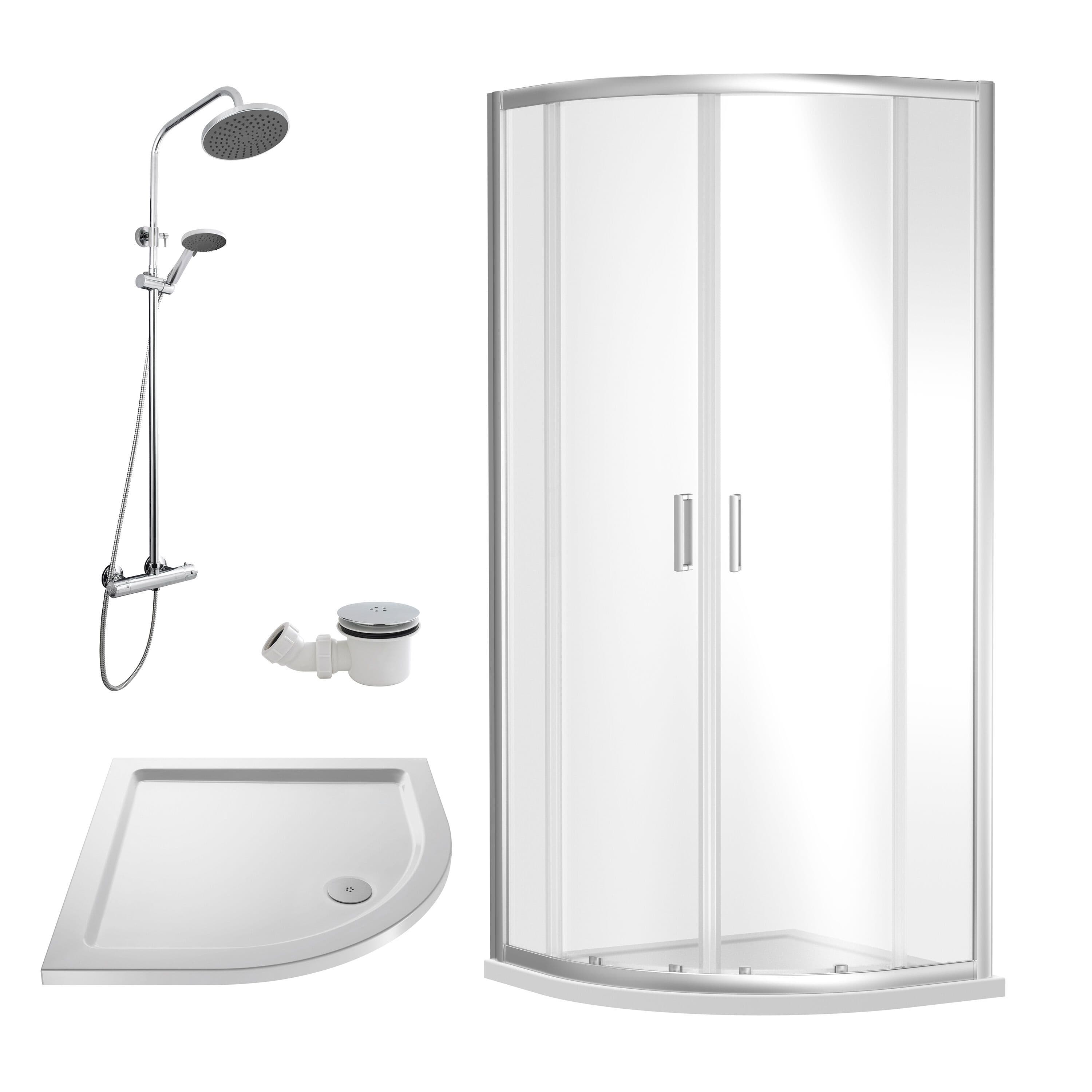 Quadrant Enclosure Tray Round Shower Waste Chrome 800mm