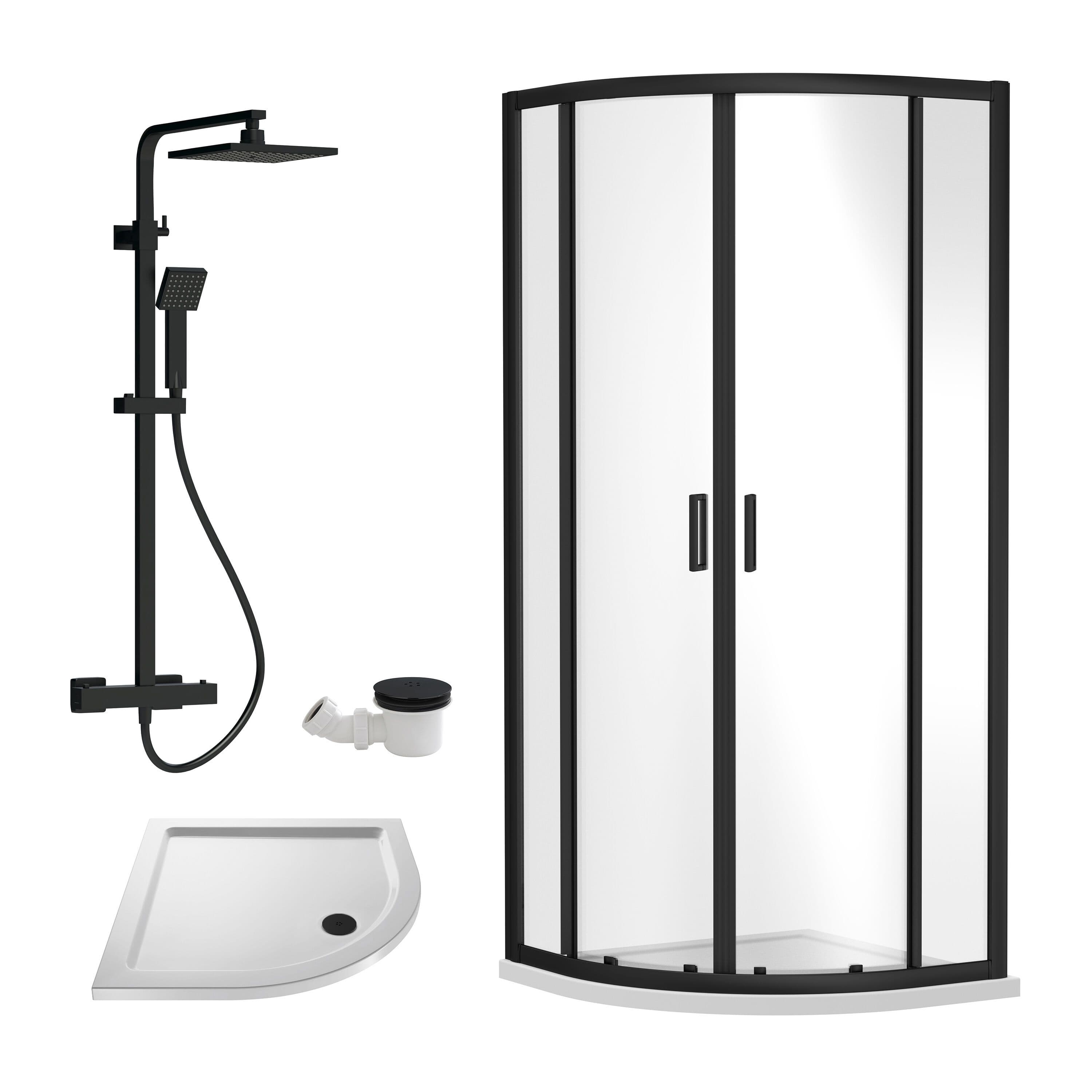 Quadrant Enclosure Tray Square Shower Waste White 800mm