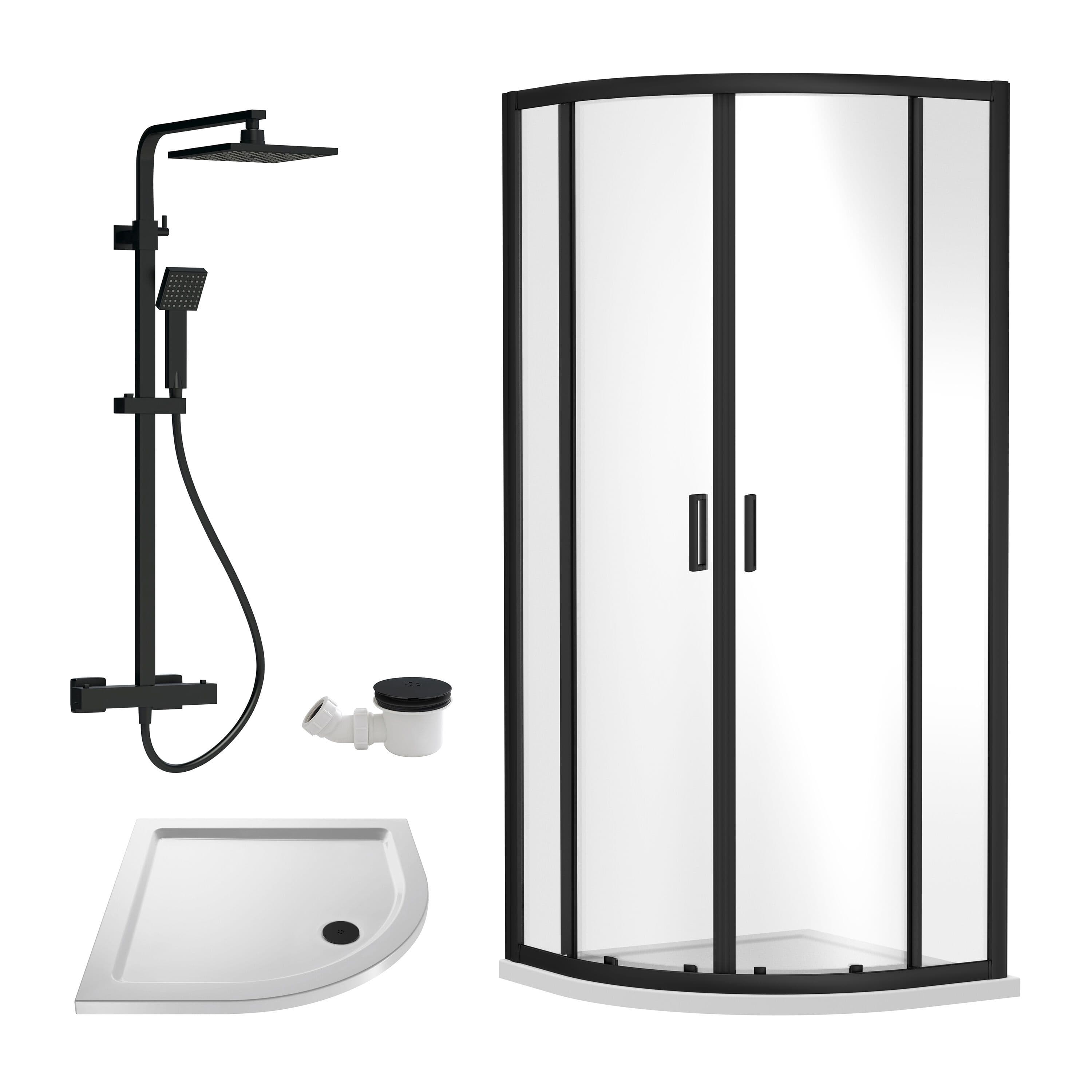 Quadrant Enclosure Tray Square Shower Waste White 900mm