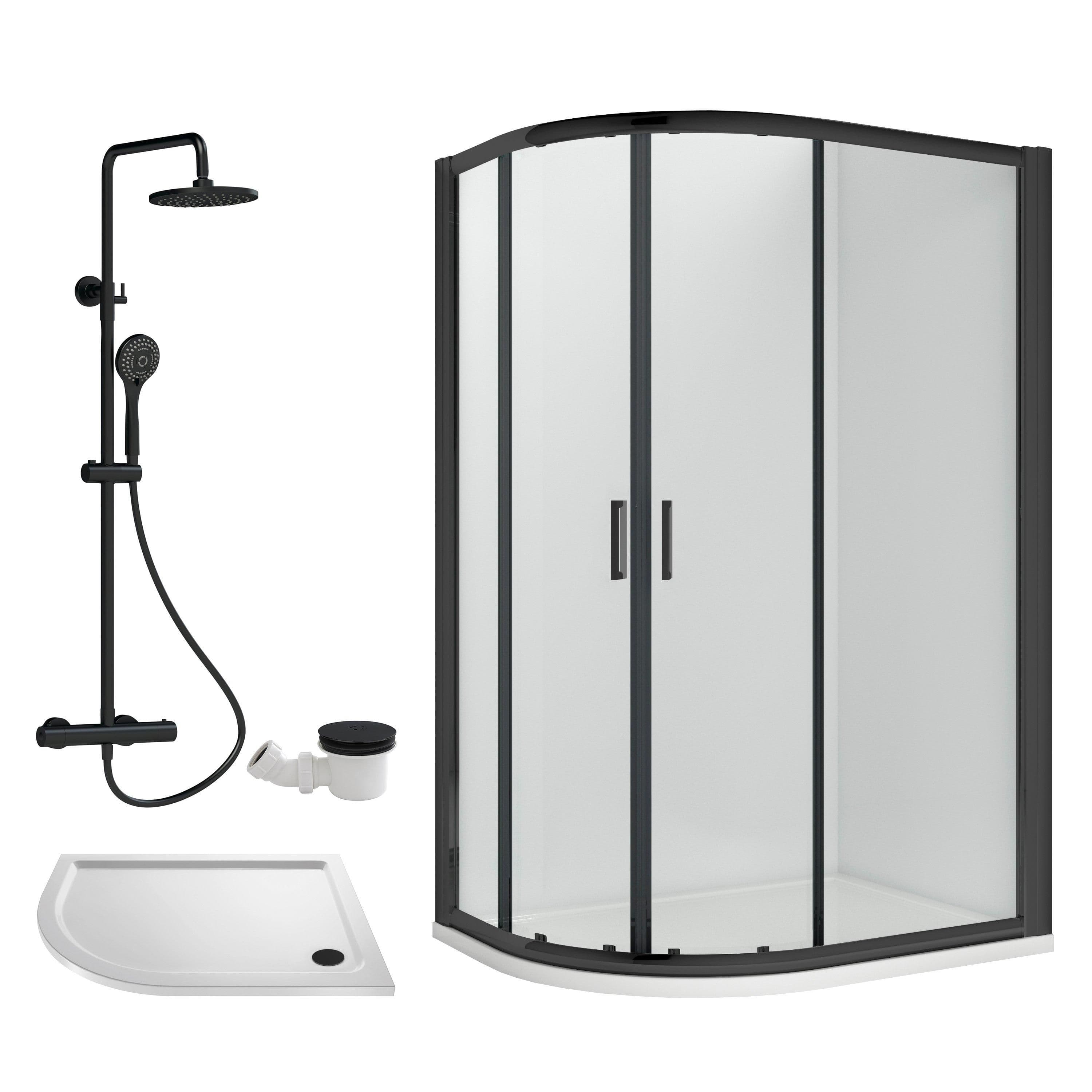 Offset Left Quadrant Tray Round Shower Waste White 1200x 800mm