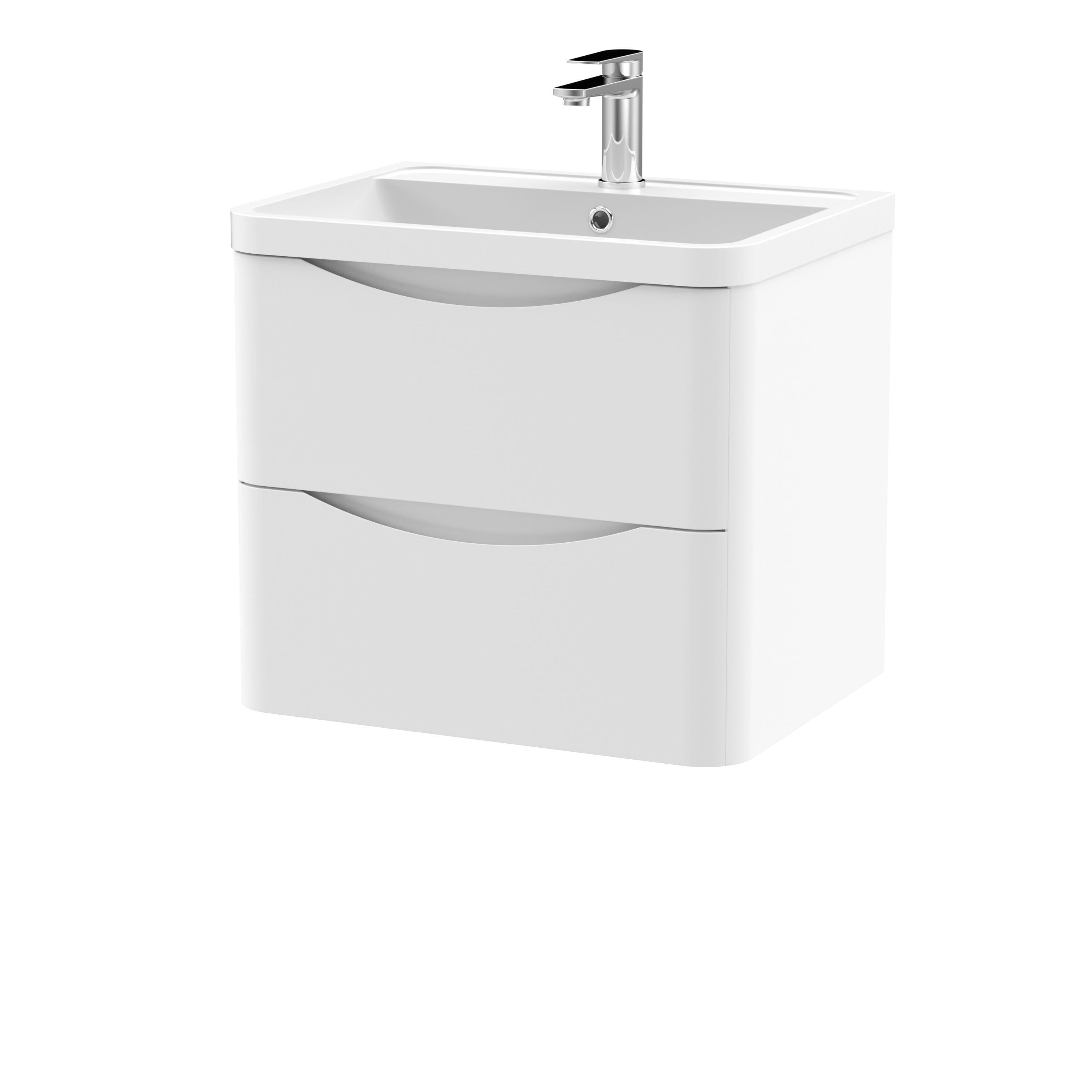 Wall Hung 2 Drawer Vanity Basin Unit Polymarble Basin 600mm