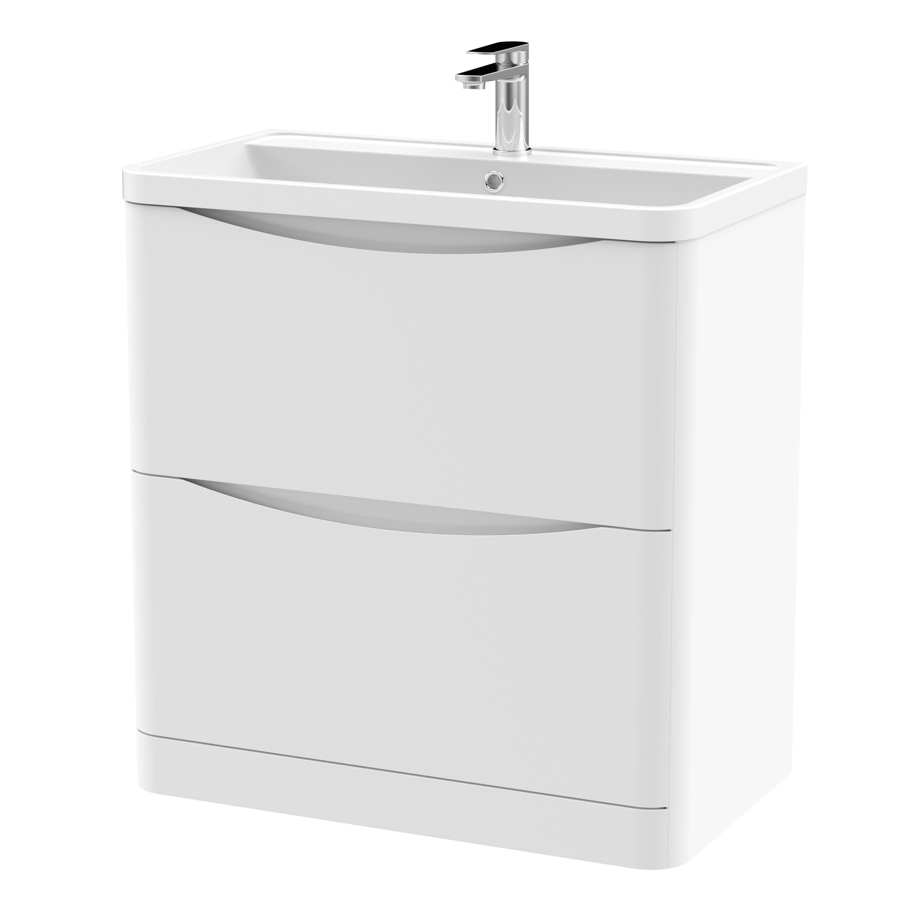 Floor Standing 2 Drawer Vanity Basin Unit Polymarble Basin 800mm