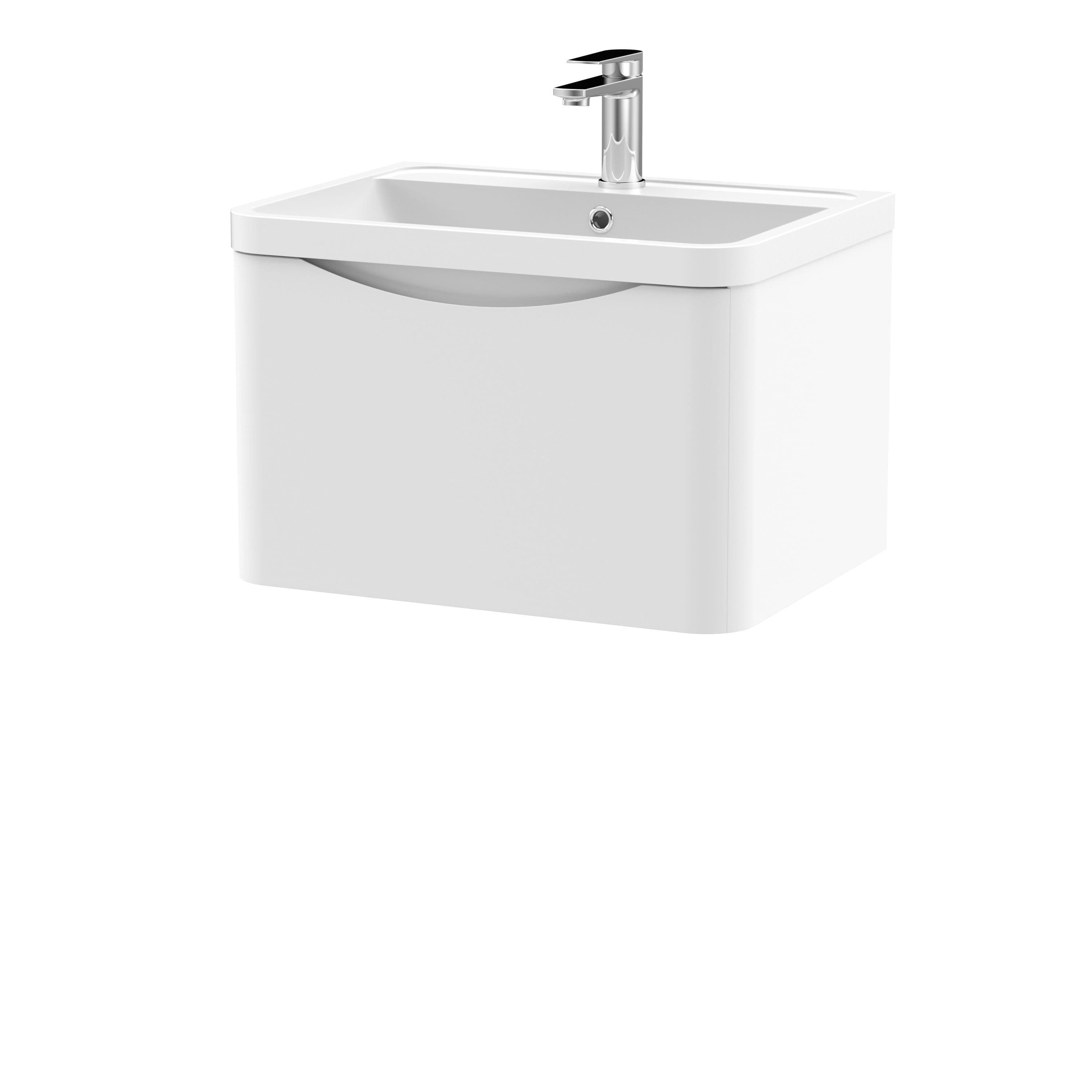 Wall Hung 1 Drawer Vanity Basin Unit Polymarble Basin 600mm