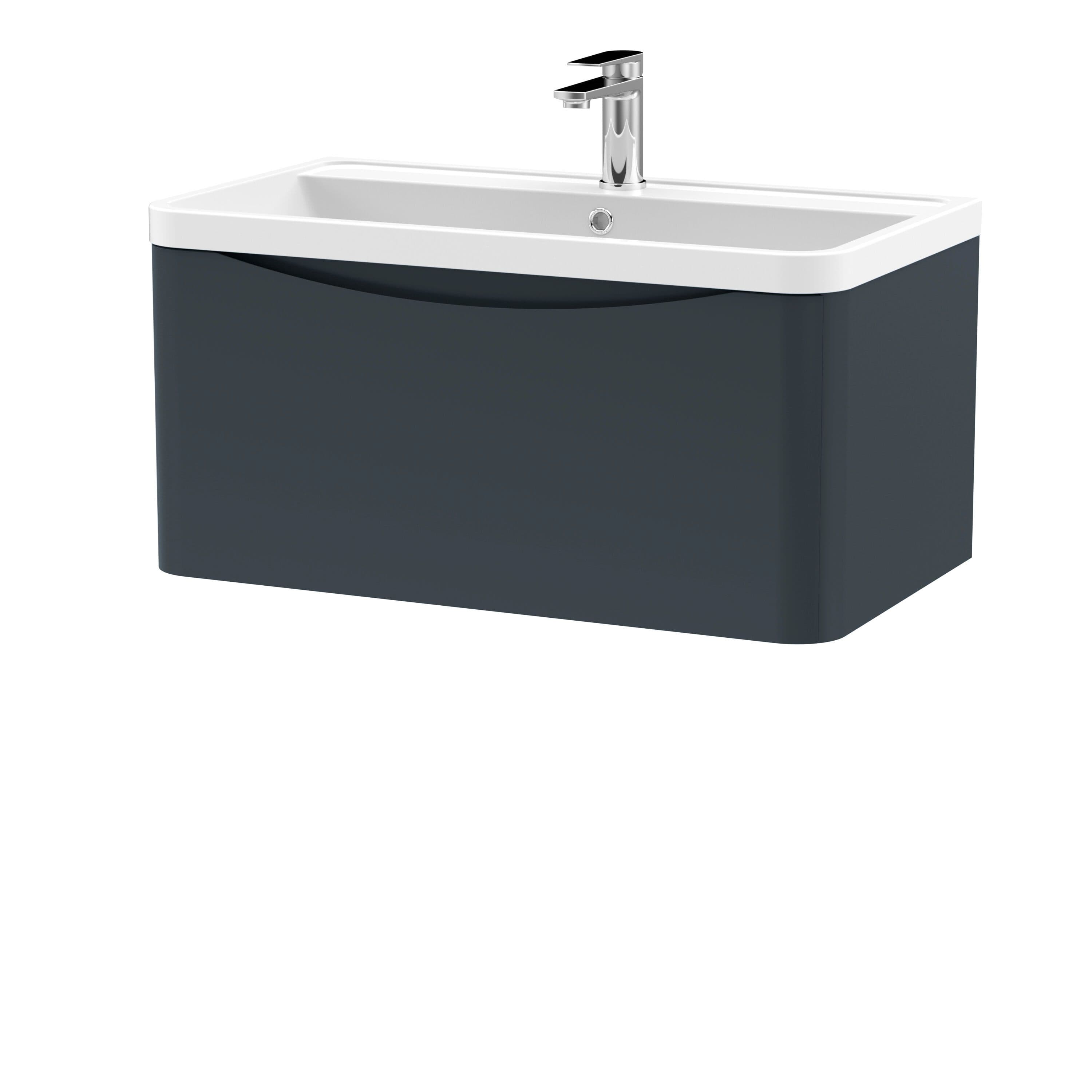 Wall Hung 1 Drawer Vanity Basin Unit Polymarble Basin Soft 800mm