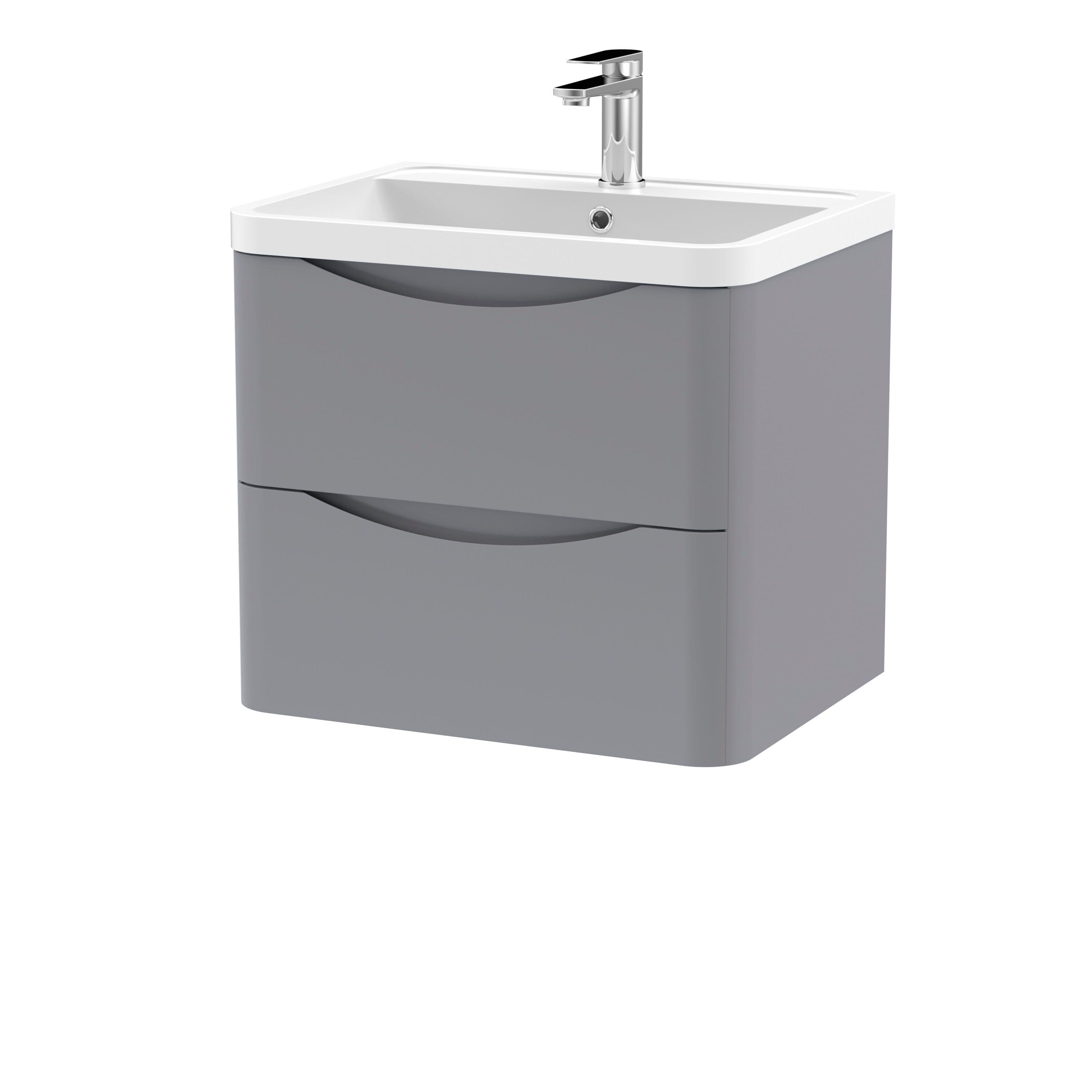 Wall Hung 2 Drawer Vanity Basin Unit Polymarble Basin 600mm