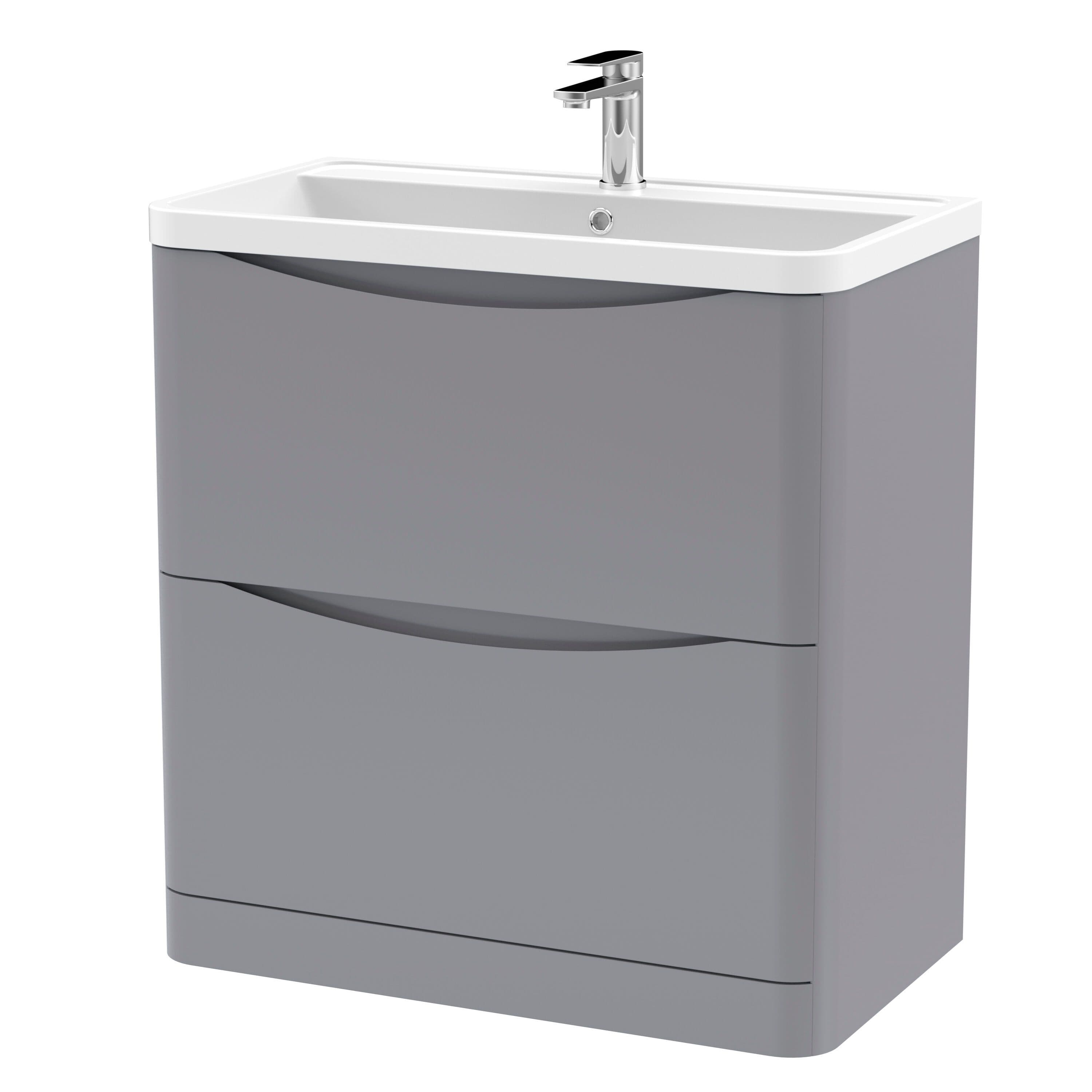 Floor Standing 2 Drawer Vanity Basin Unit Polymarble Basin 800mm