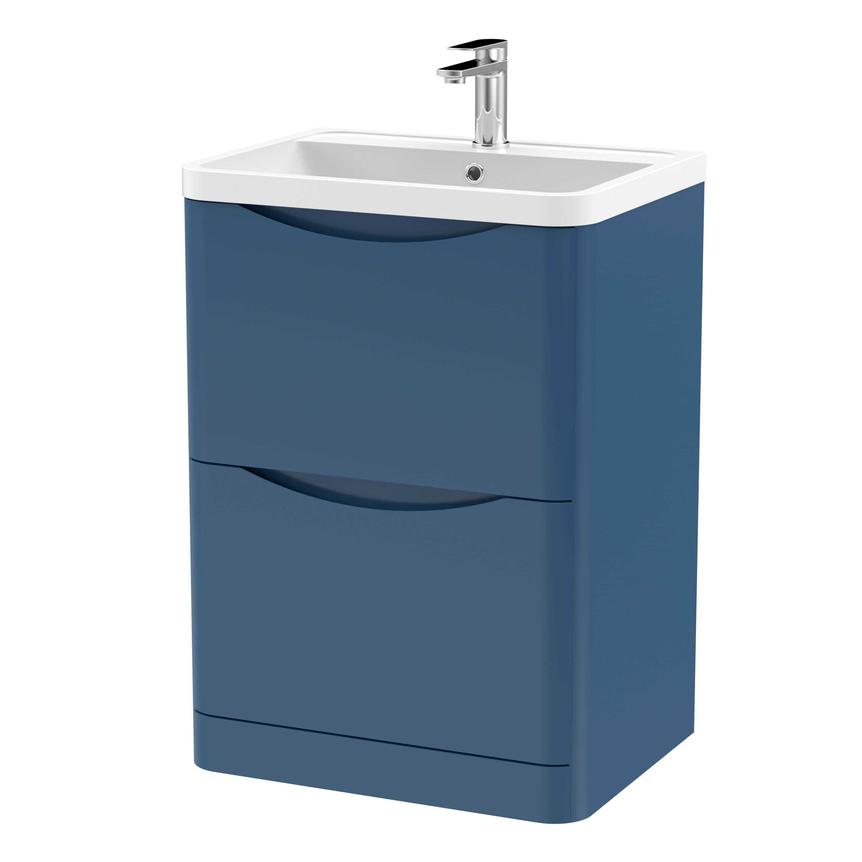 Floor Standing 2 Drawer Vanity Basin Unit Polymarble Basin 600mm