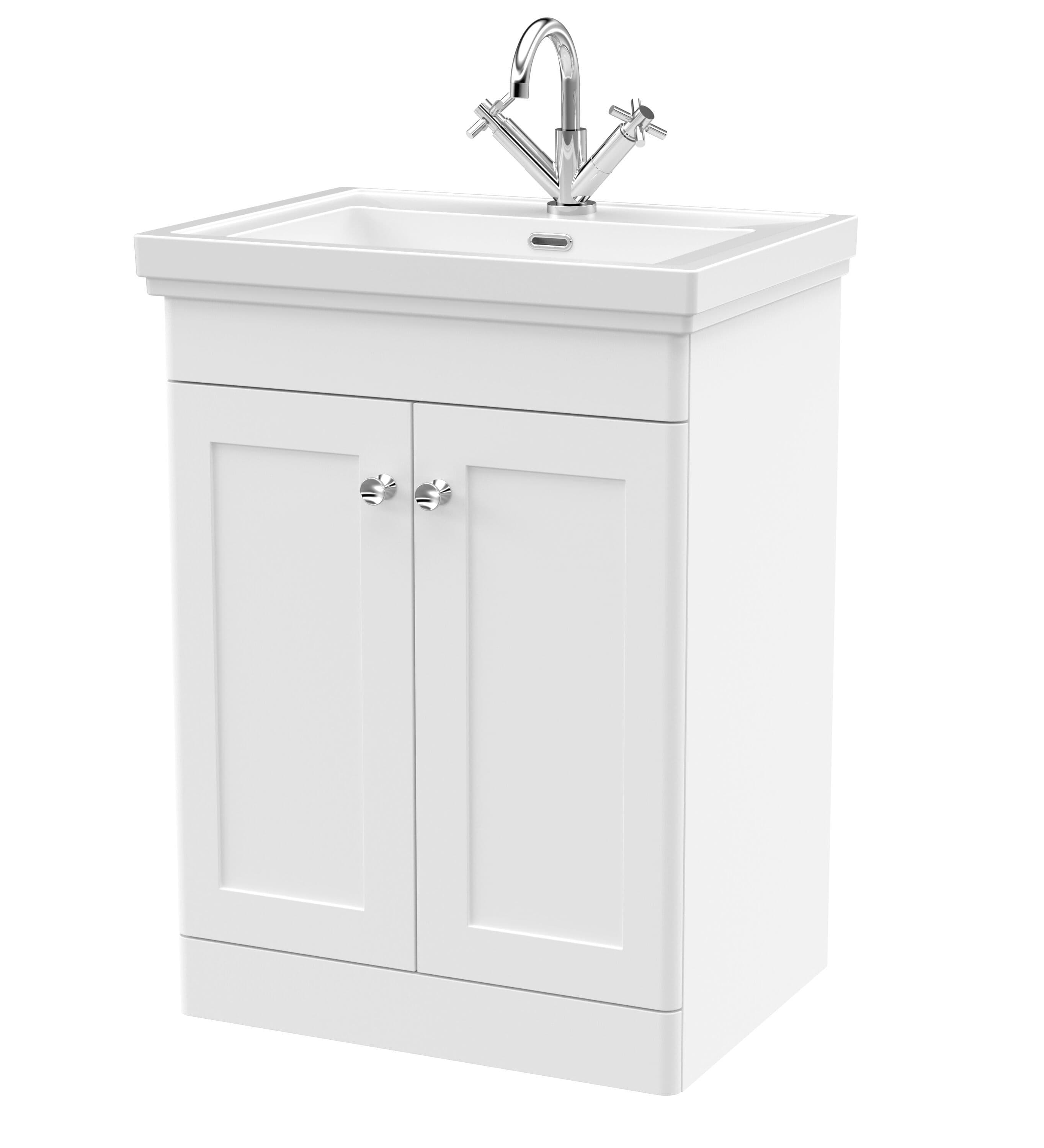 Floor Standing 2 Door Vanity 1 Tap Hole Fireclay Basin 600mm