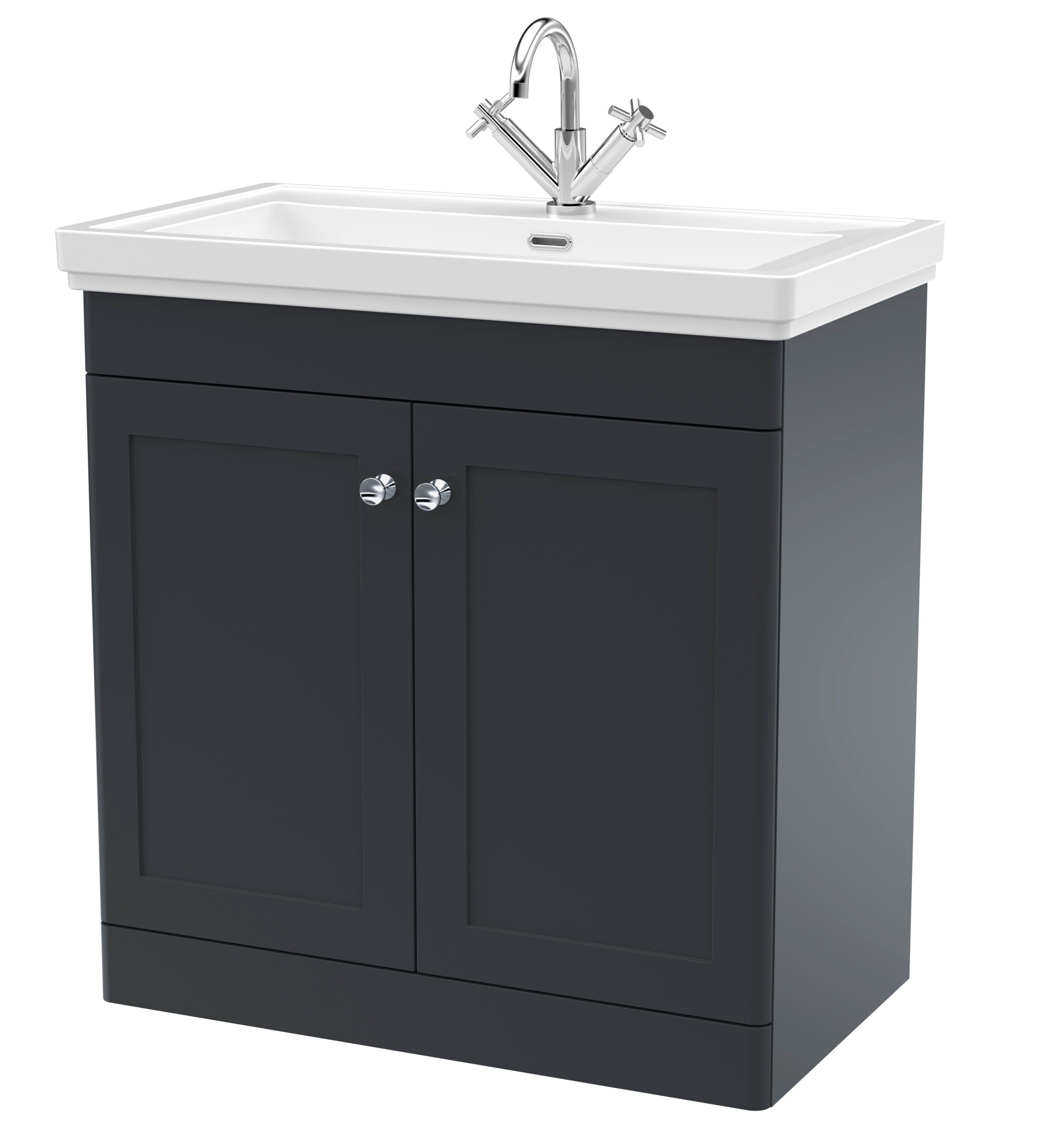 Floor Standing 2 Door Vanity Unit 1 Tap Hole Fireclay Basin 800mm