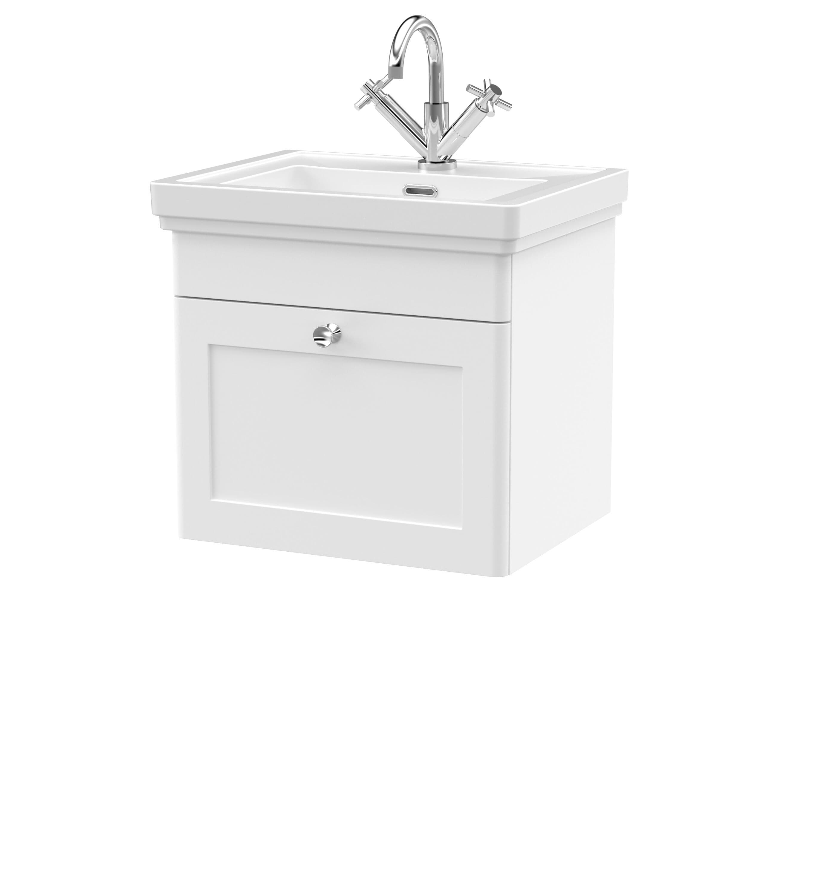 Traditional Wall Hung Vanity Unit 1 Tap Hole Fireclay Basin 500mm
