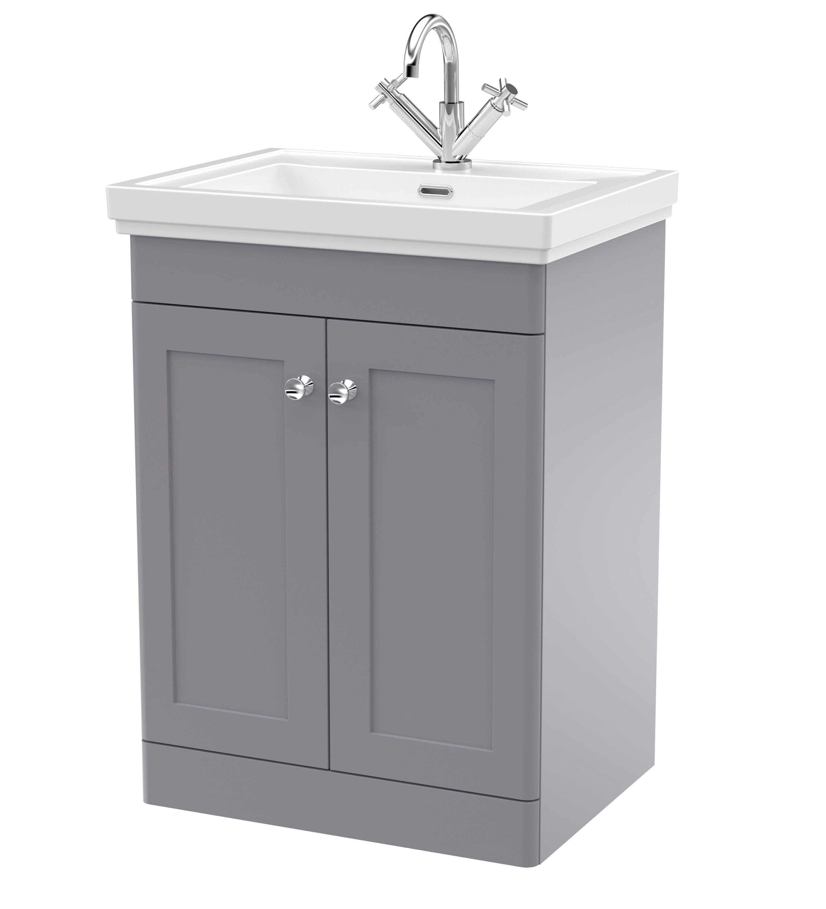 Floor Standing 2 Door Vanity 1 Tap Hole Fireclay Basin 600mm