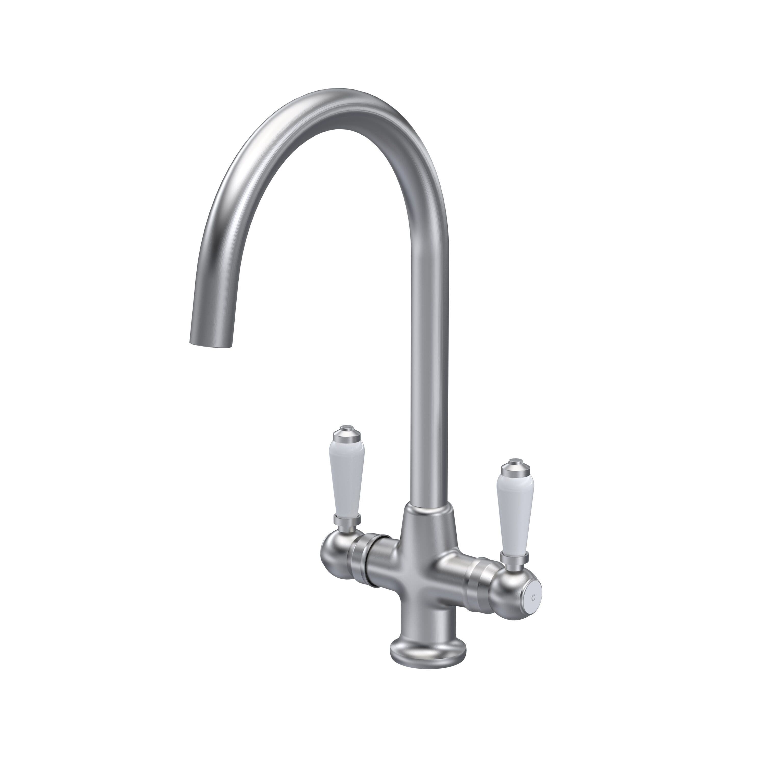 Traditional Mono Mixer Kitchen Tap Lever Handles Brushed Nickel