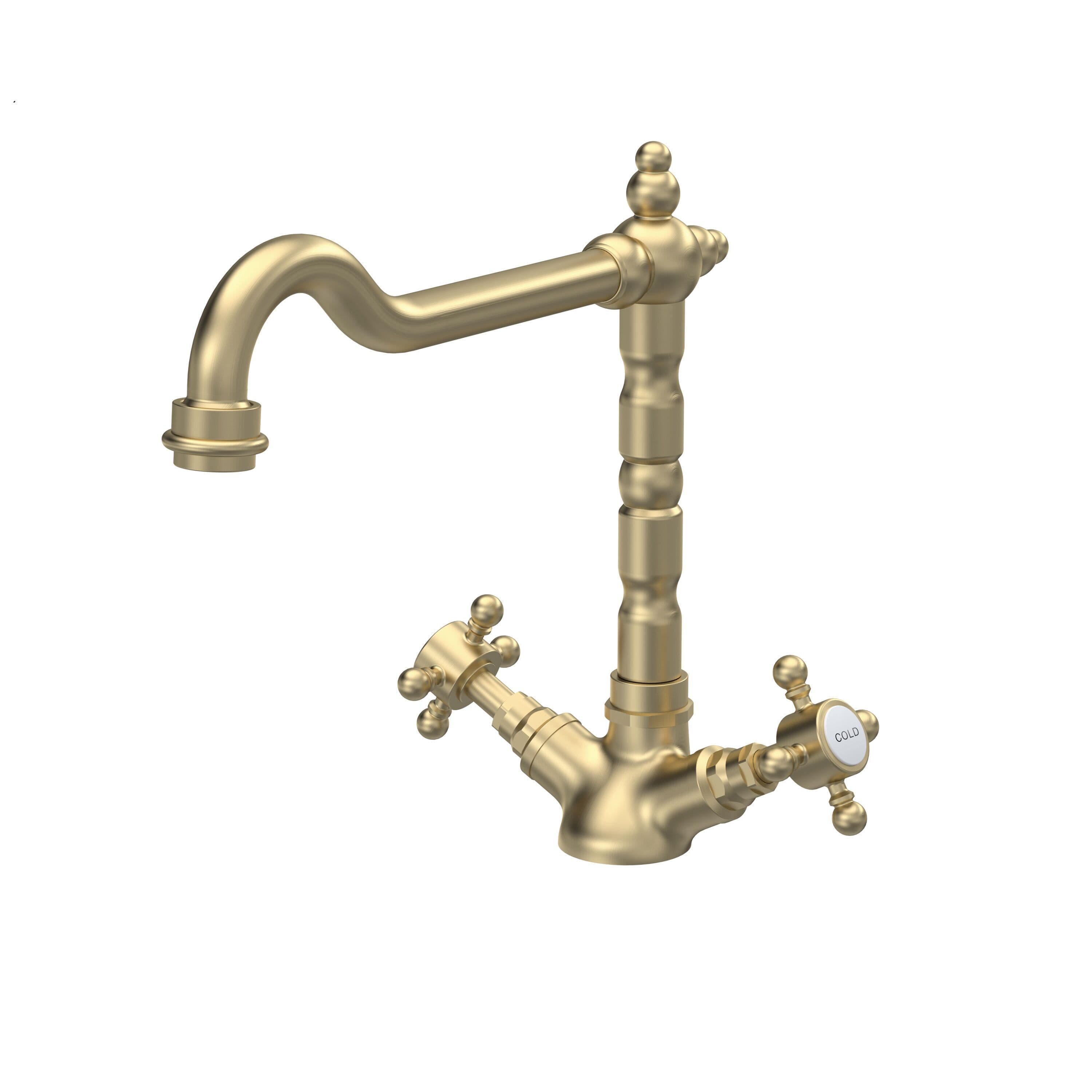 Traditional French Classic Mono Sink Mixer Tap Brushed Brass