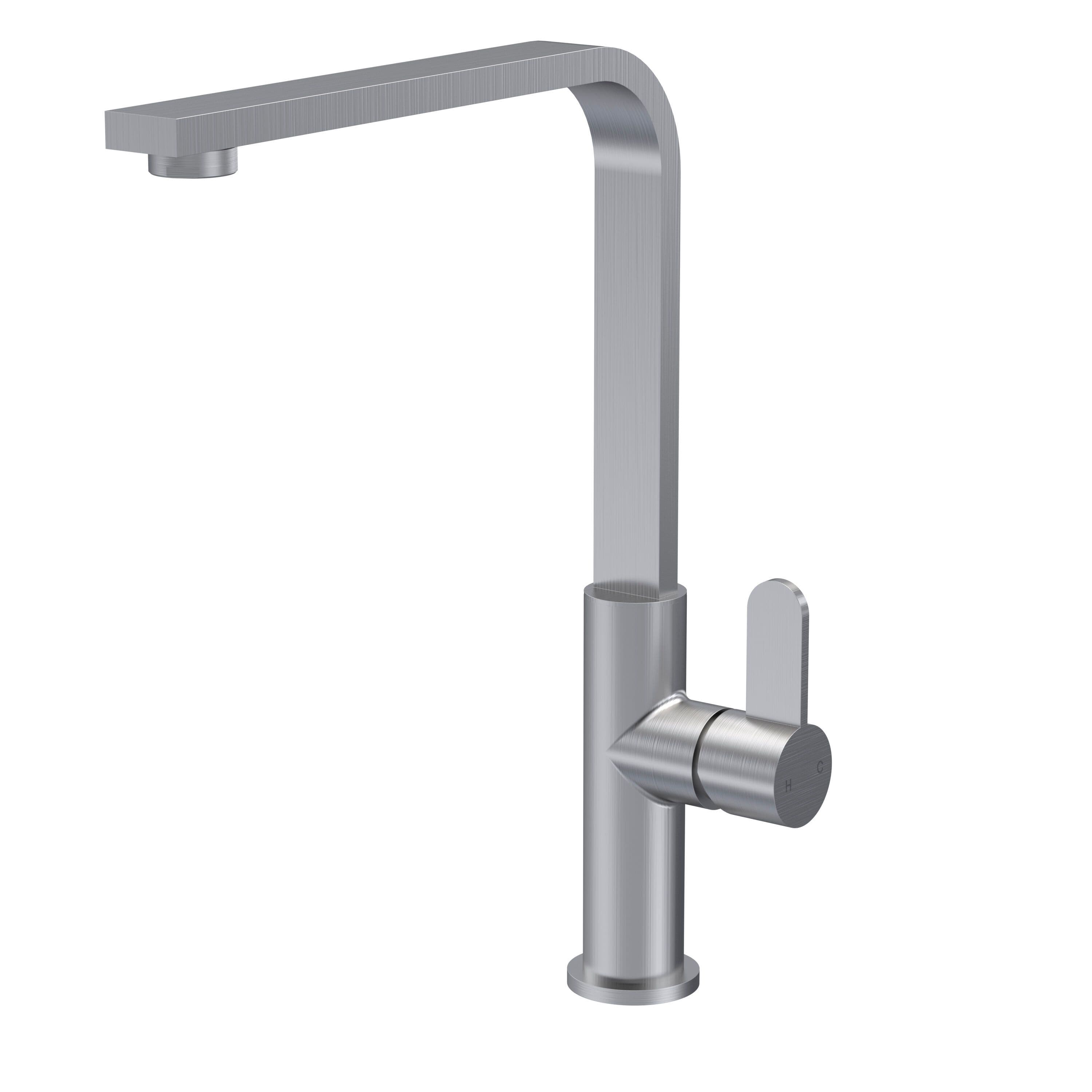 Kitchen Mono Mixer Tap 1 Lever Handle Brushed Nickel 302mm