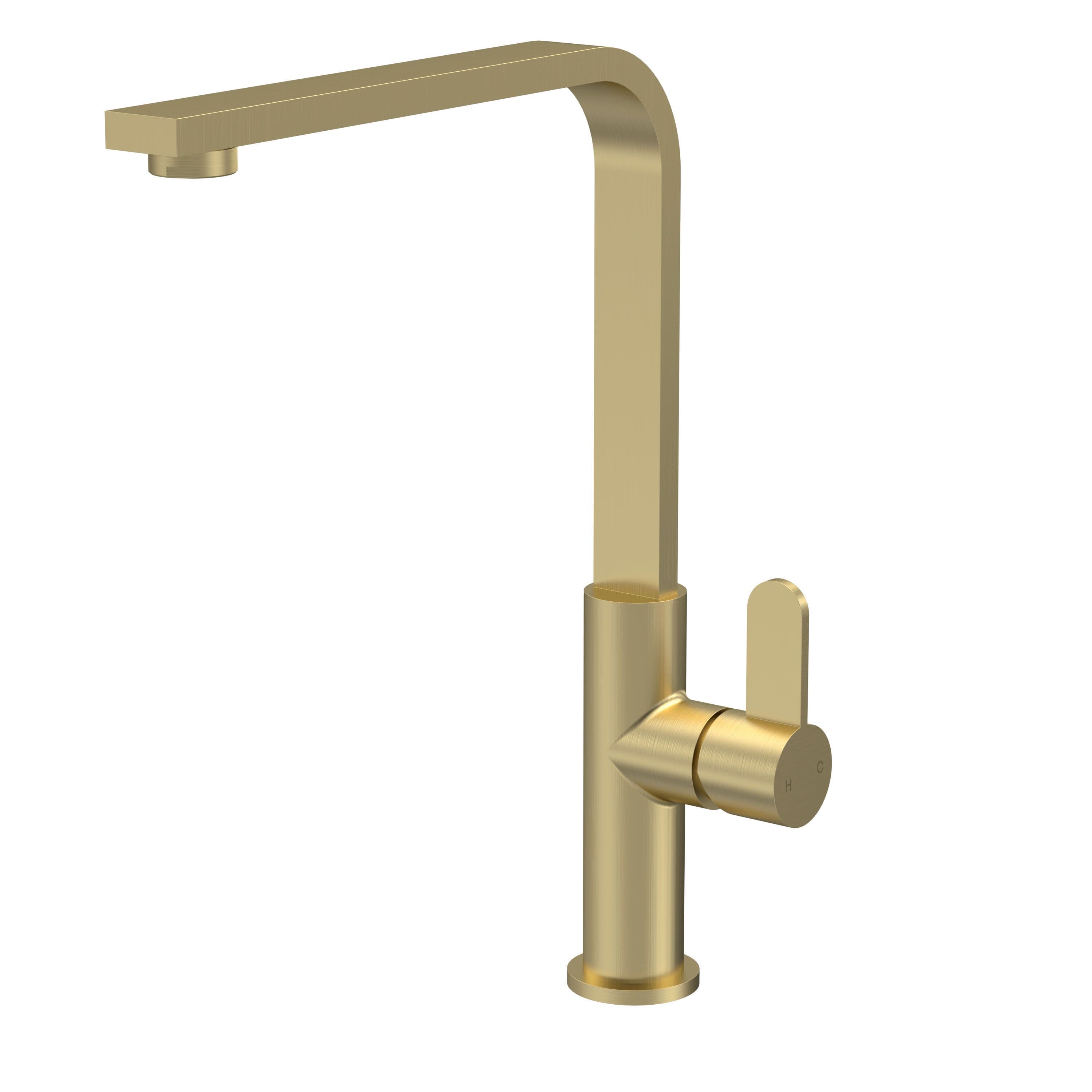Kitchen Mono Mixer Tap 1 Lever Handle Brushed Brass 302mm