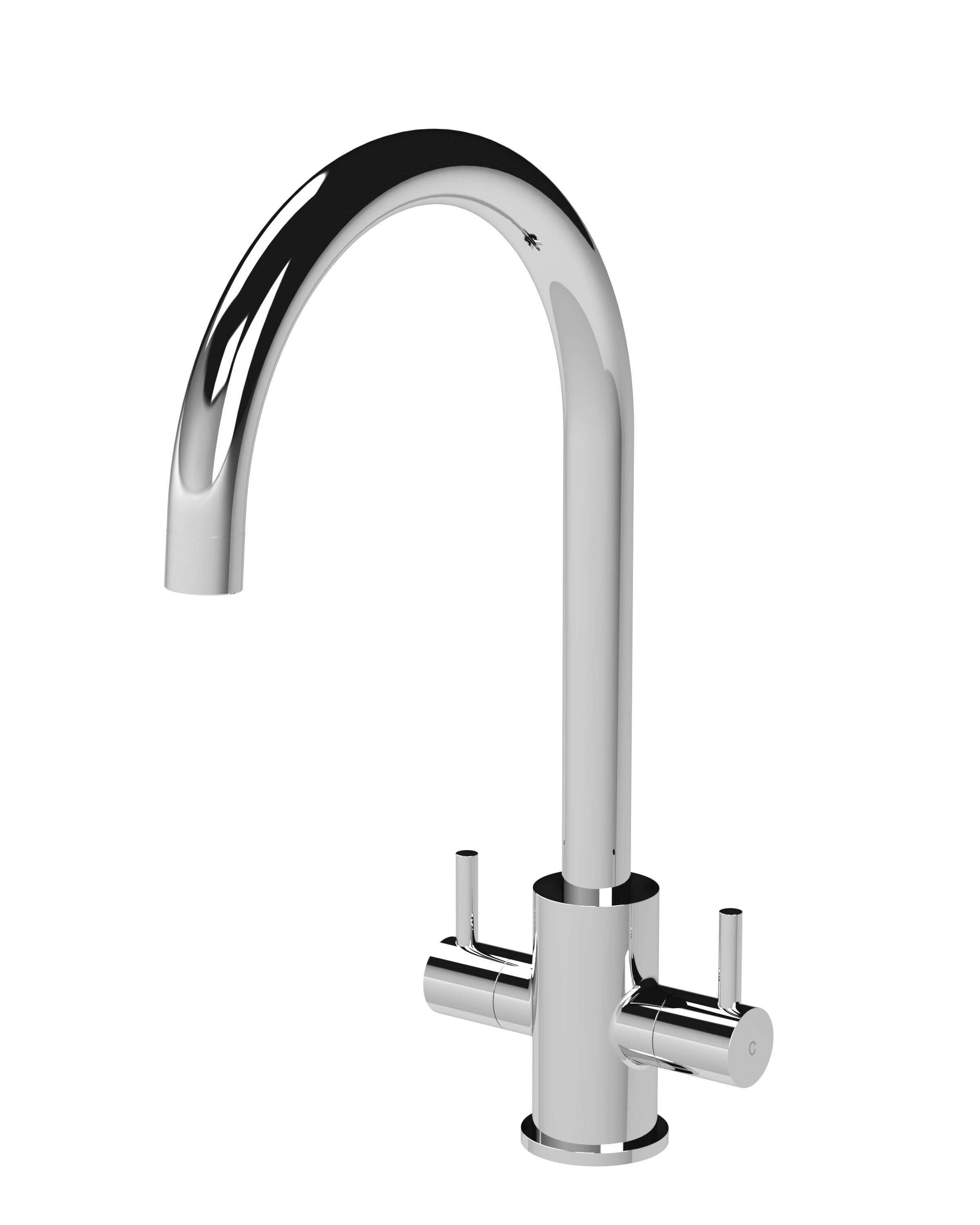 Kitchen Mono Mixer Tap 2 Lever Handles Chrome 436mm