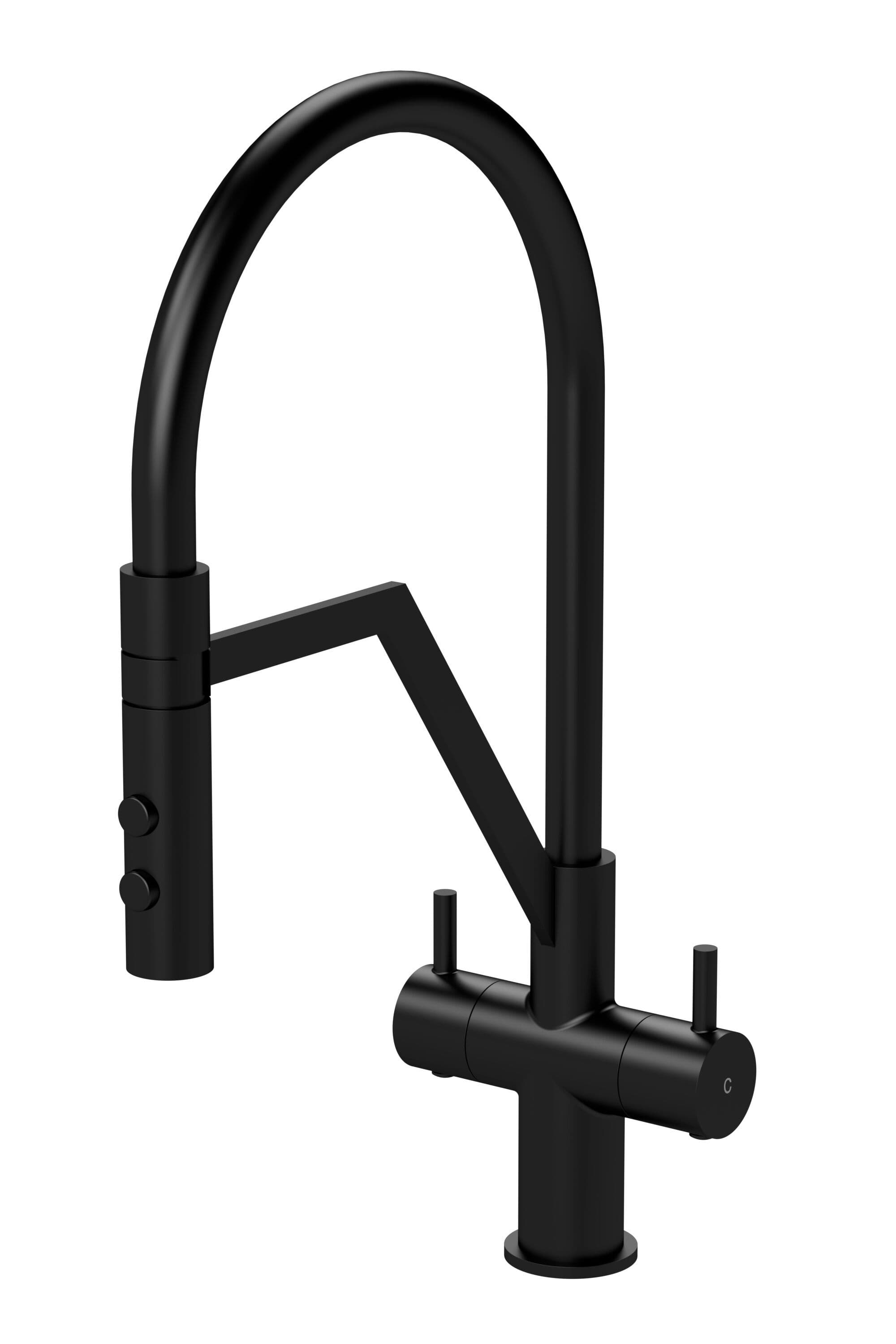 Kitchen Mono Mixer Tap 2 Lever Handles Matt 436mm