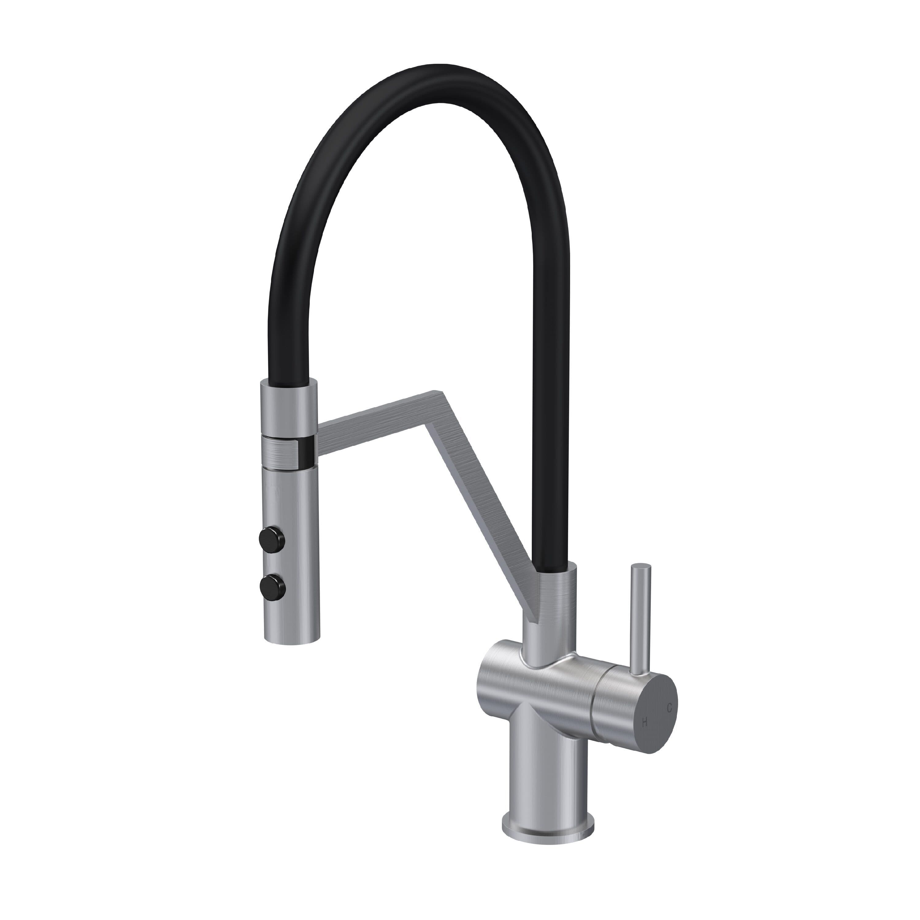 Kitchen Mono Mixer Tap 1 Lever Handle Brushed Nickel 436mm