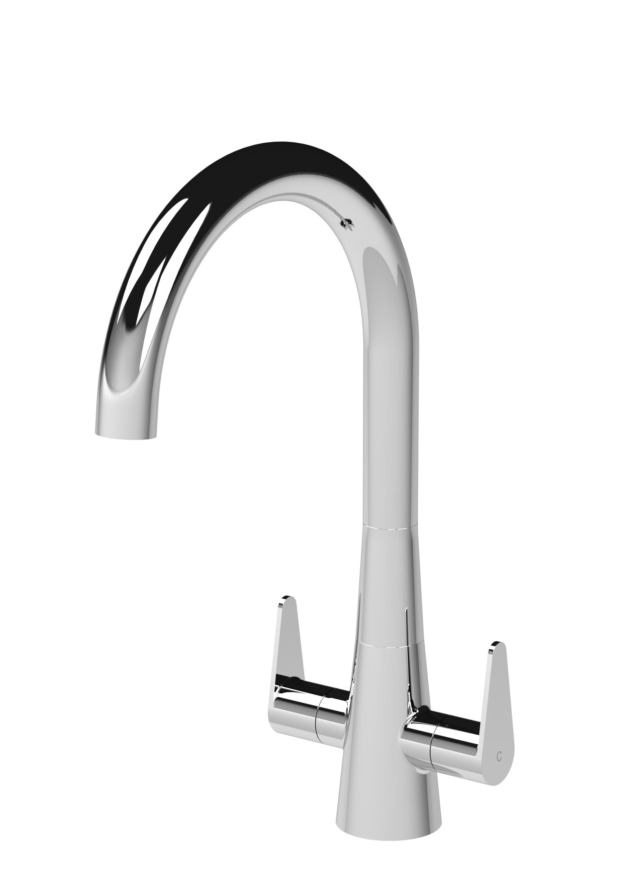Kitchen Mono Mixer Tap 2 Lever Handles Chrome 398mm