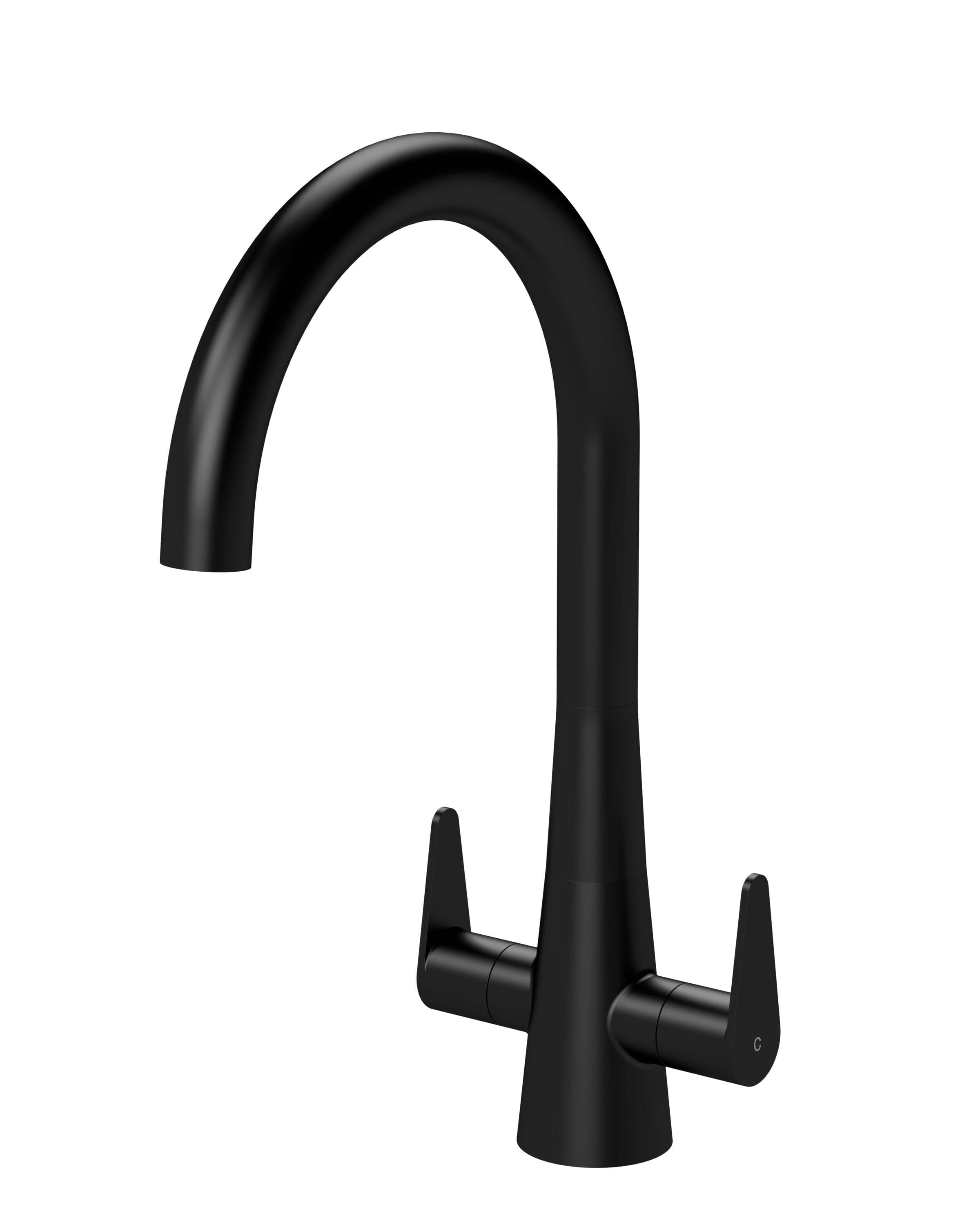 Kitchen Mono Mixer Tap 2 Lever Handles Matt 398mm