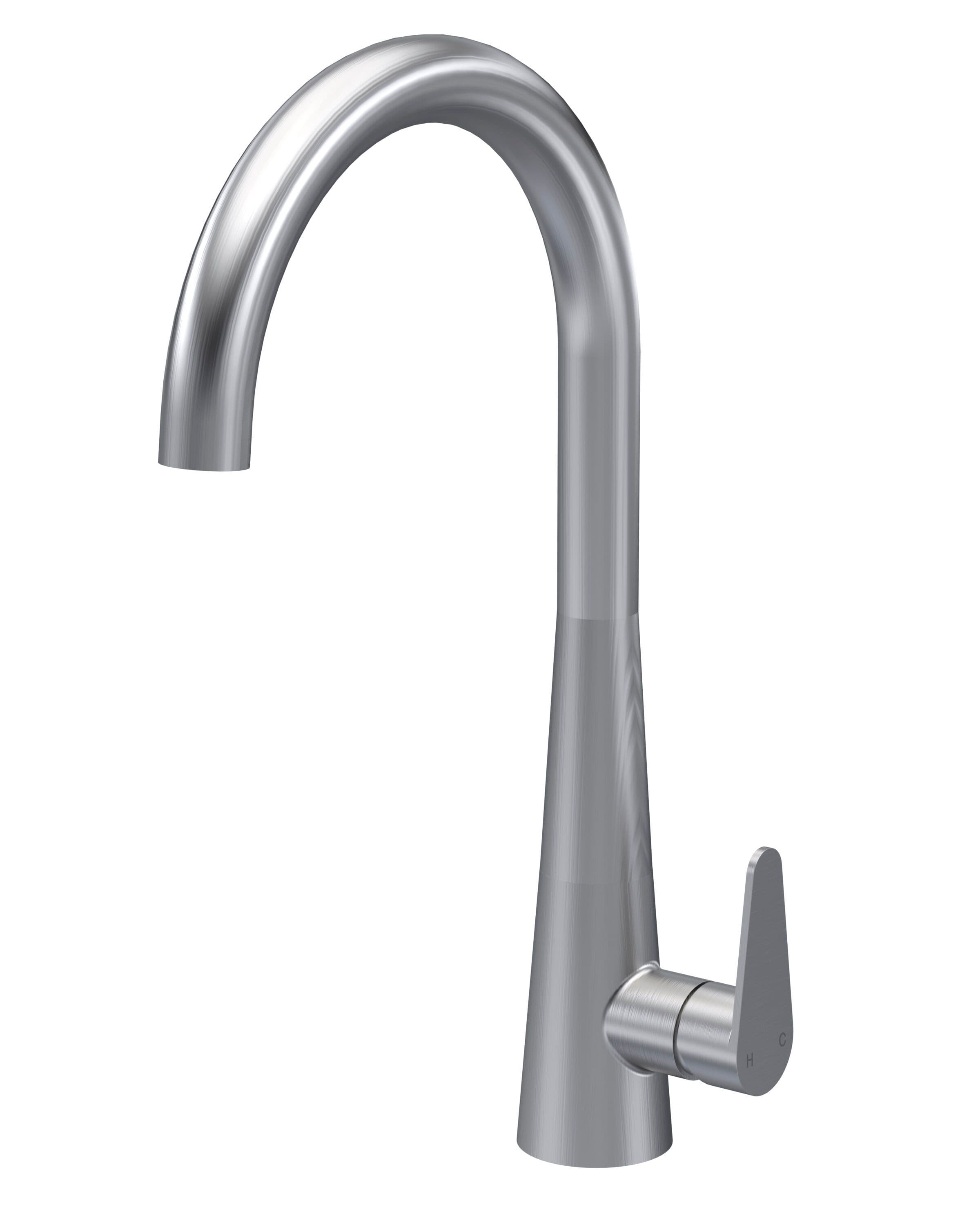Kitchen Mono Mixer Tap 1 Lever Handle Brushed Nickel 398mm