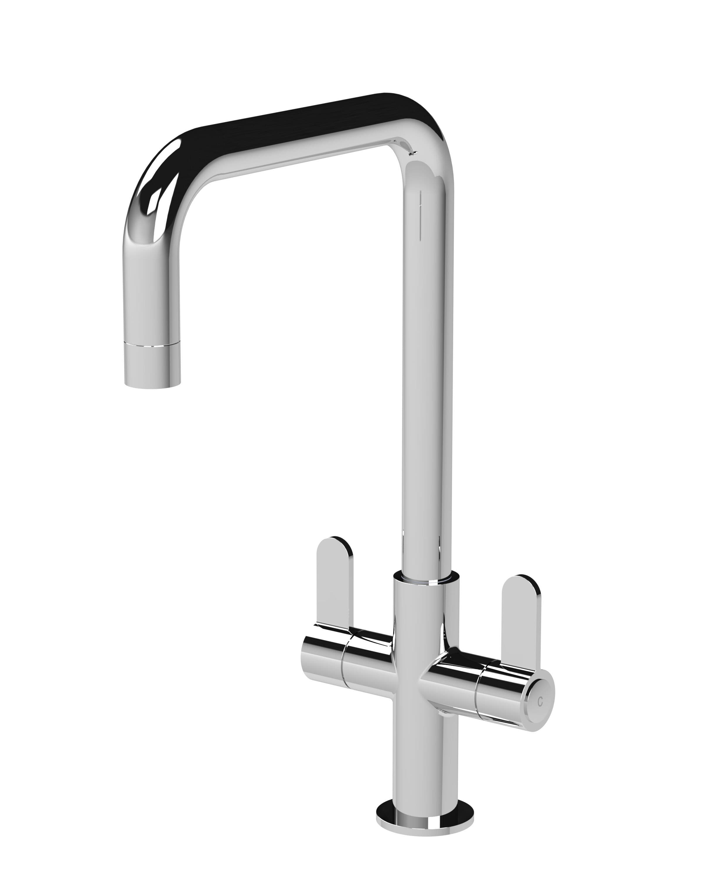 Kitchen Mono Mixer Tap 2 Lever Handles Chrome 361mm