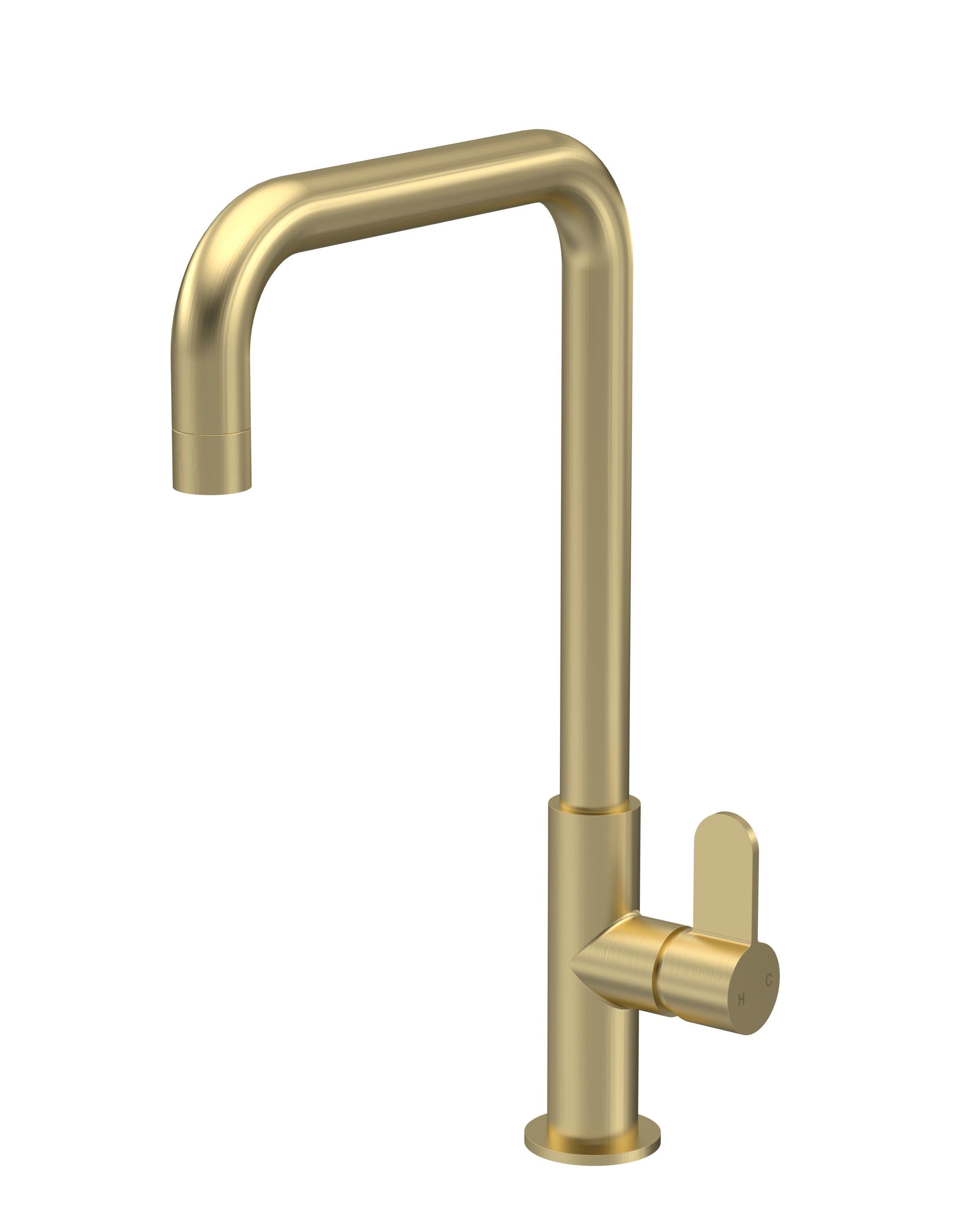 Kitchen Mono Mixer Tap 1 Lever Handle Brushed Brass 361mm