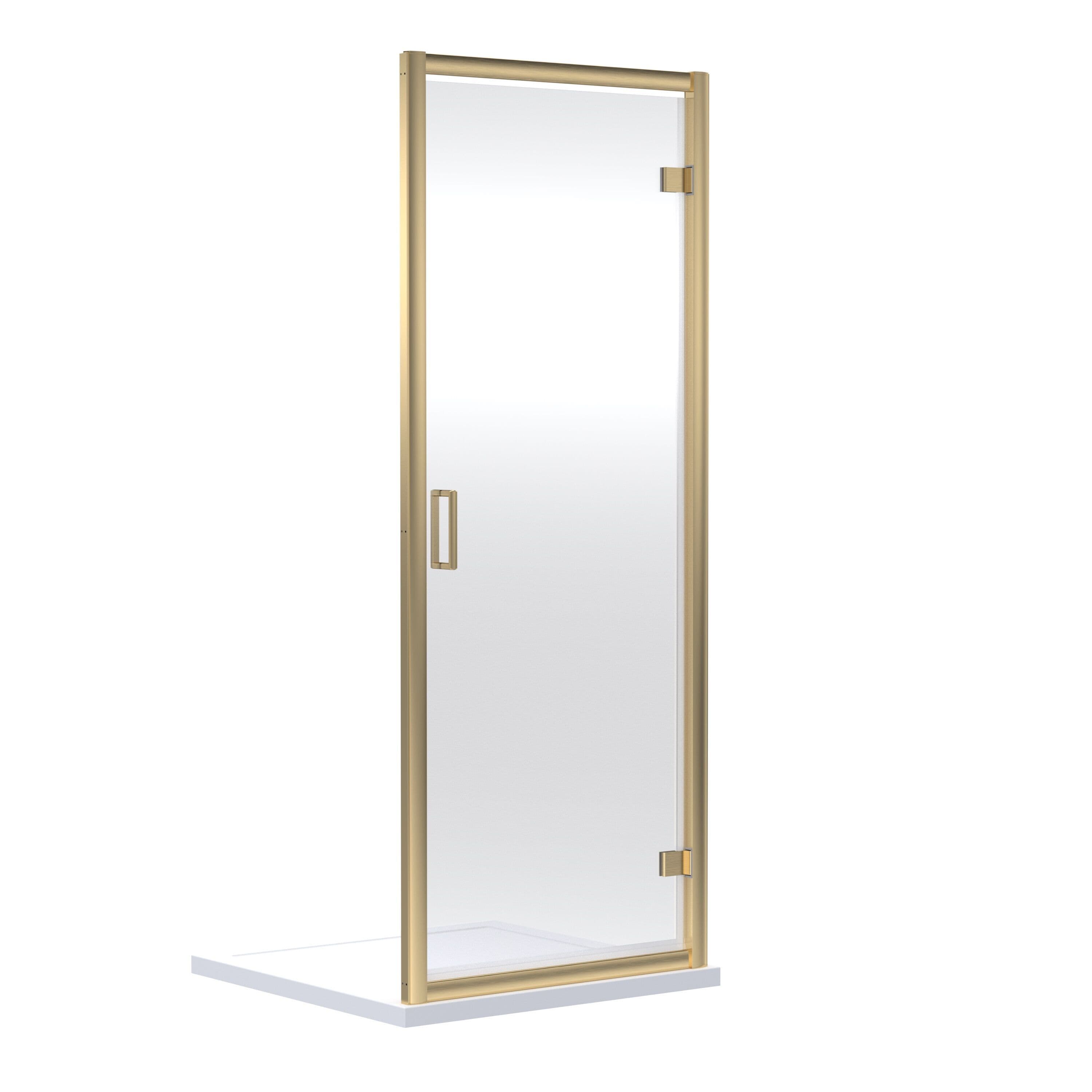 Safety Glass Reversible Hinged Shower Door Brushed Brass 6mm 700mm