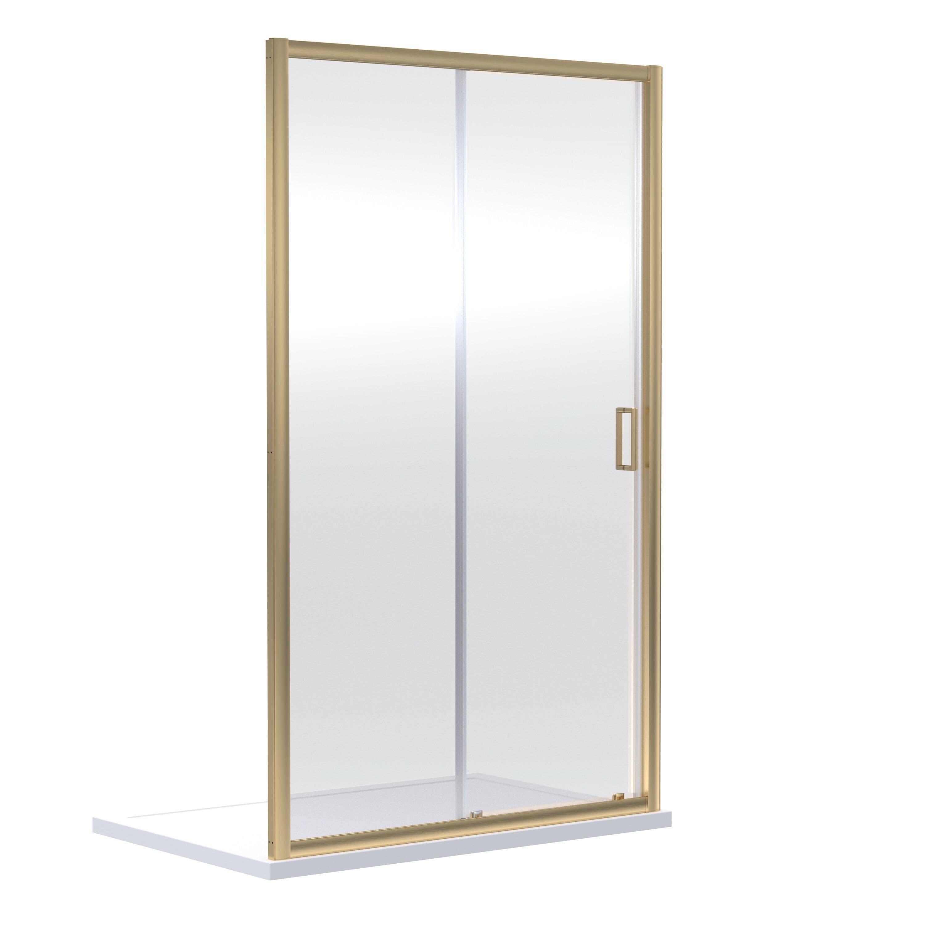 Safety Glass Reversible Sliding Shower Door Brushed Brass 6mm 1200mm