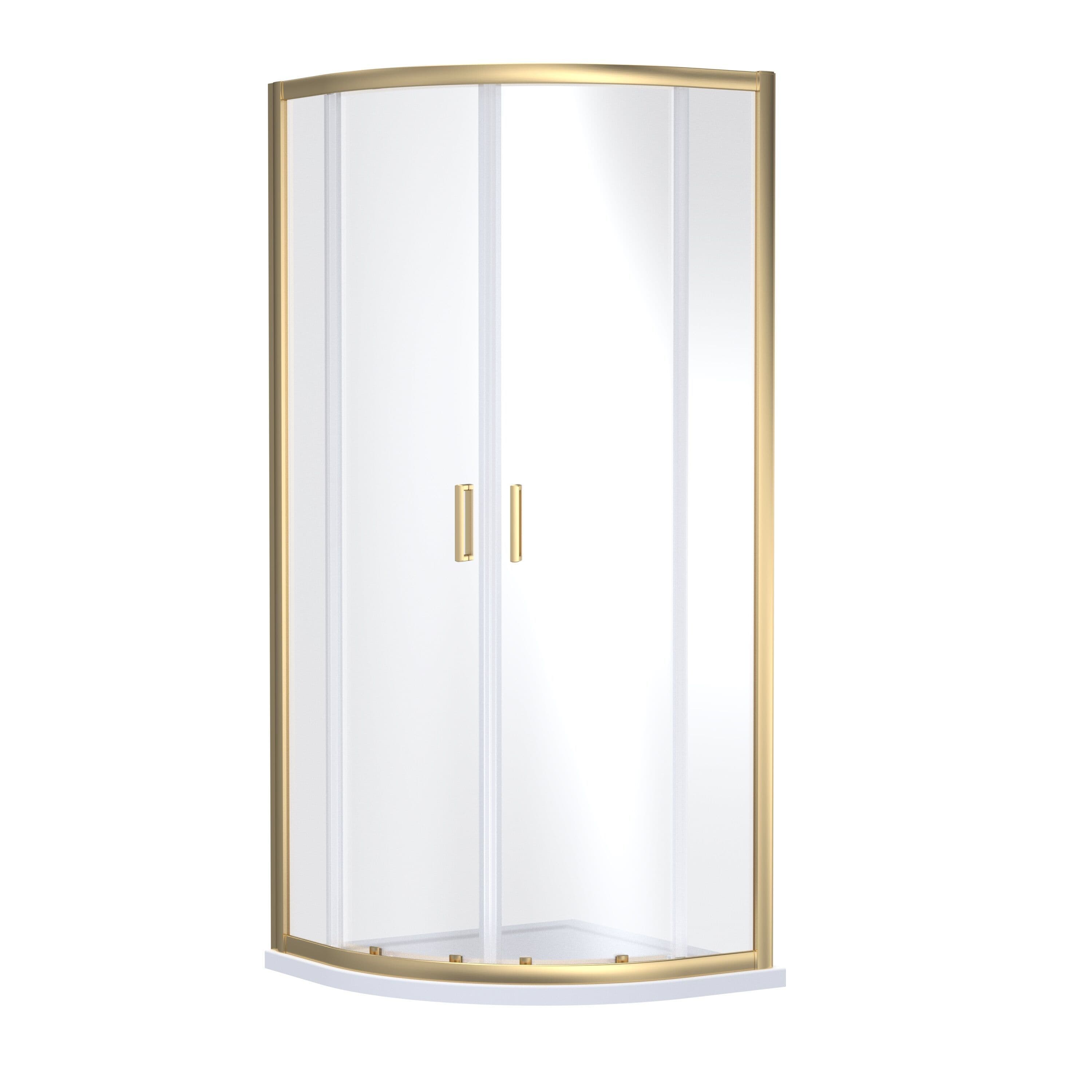 Quadrant Safety Glass Shower Enclosure Brushed Brass 6mm 900mm