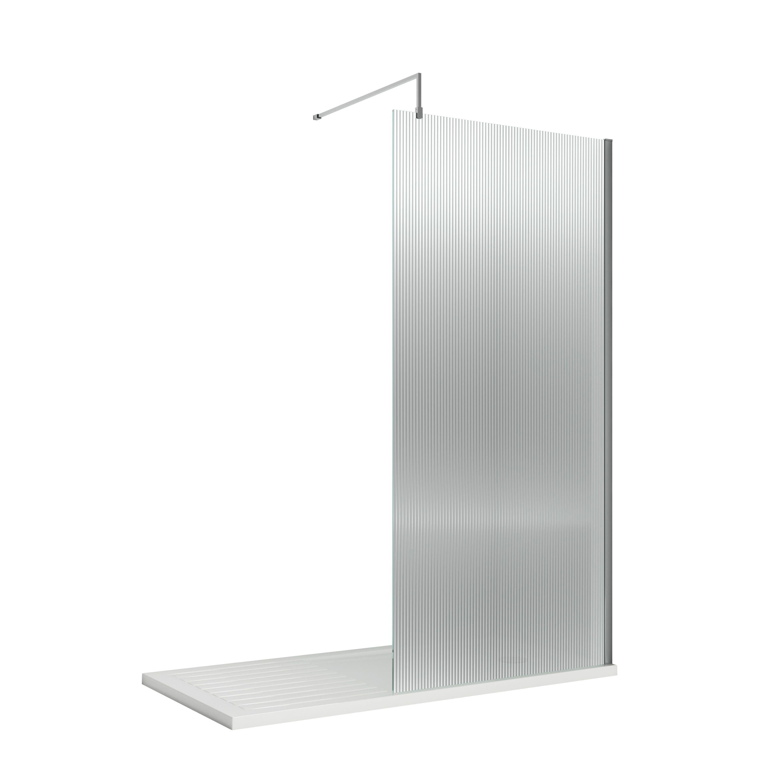 8mm Safety Glass Screen Support Bar Chrome 1850x1000mm